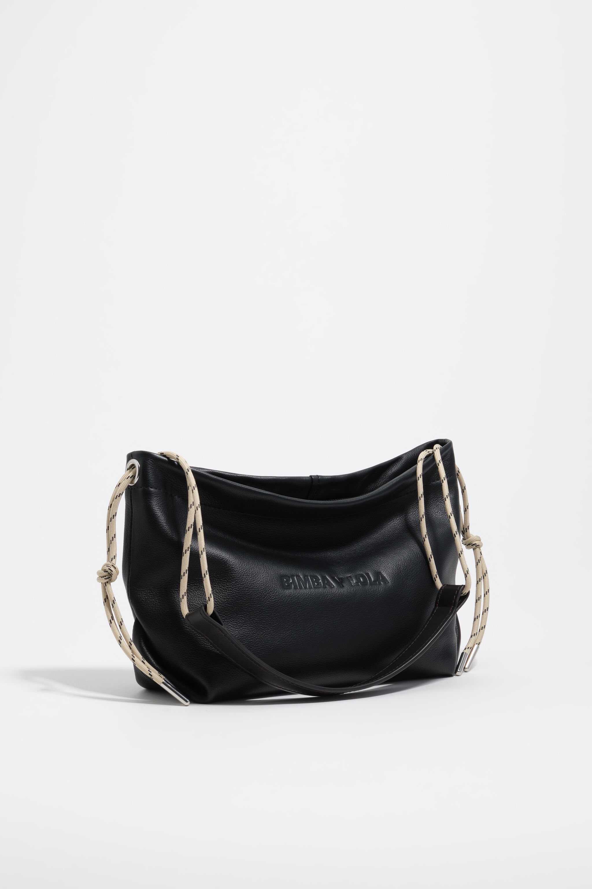 Medium schwarze Leder-Shoulderbag