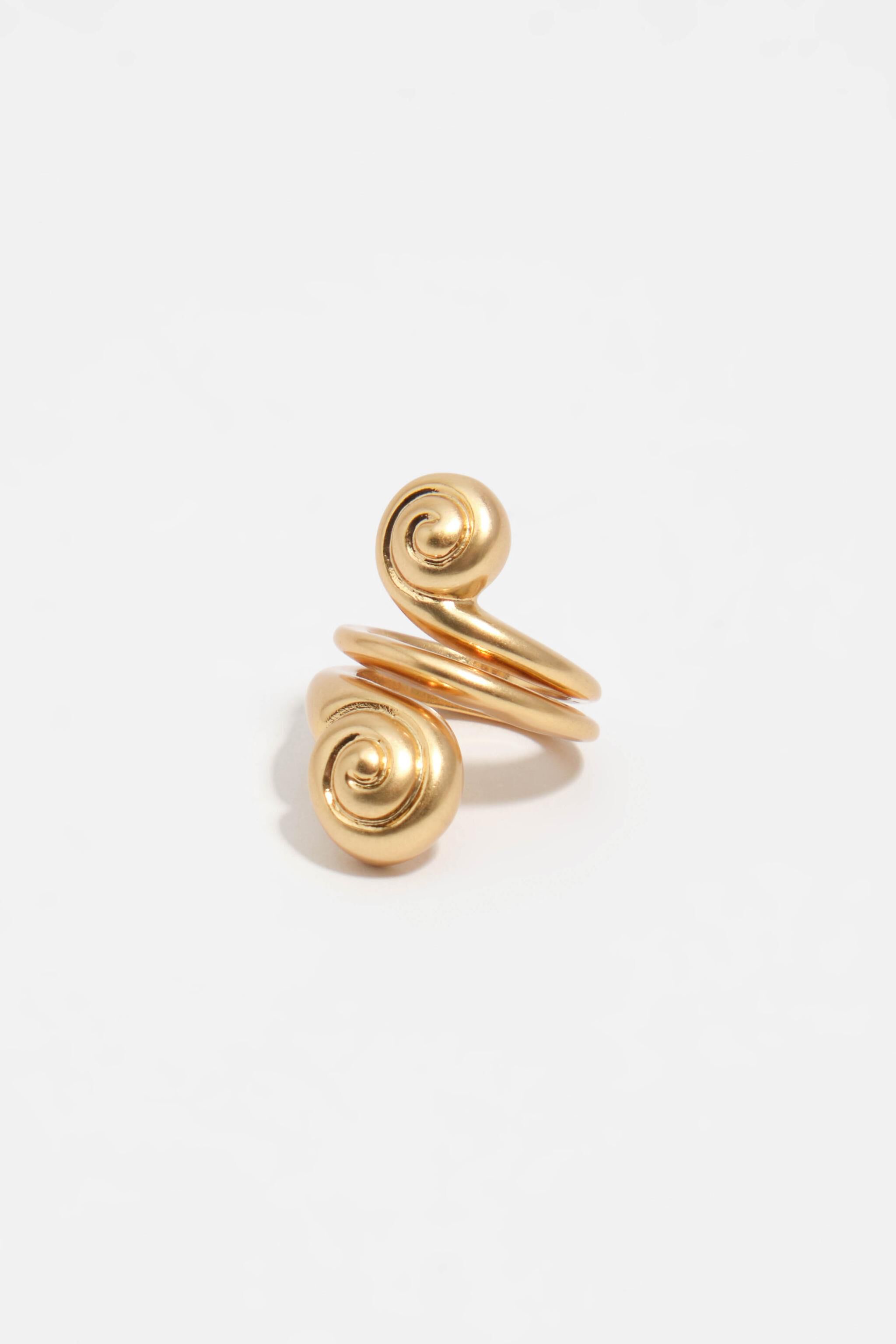 Matte-goldene Spiralseeschnecke Ring