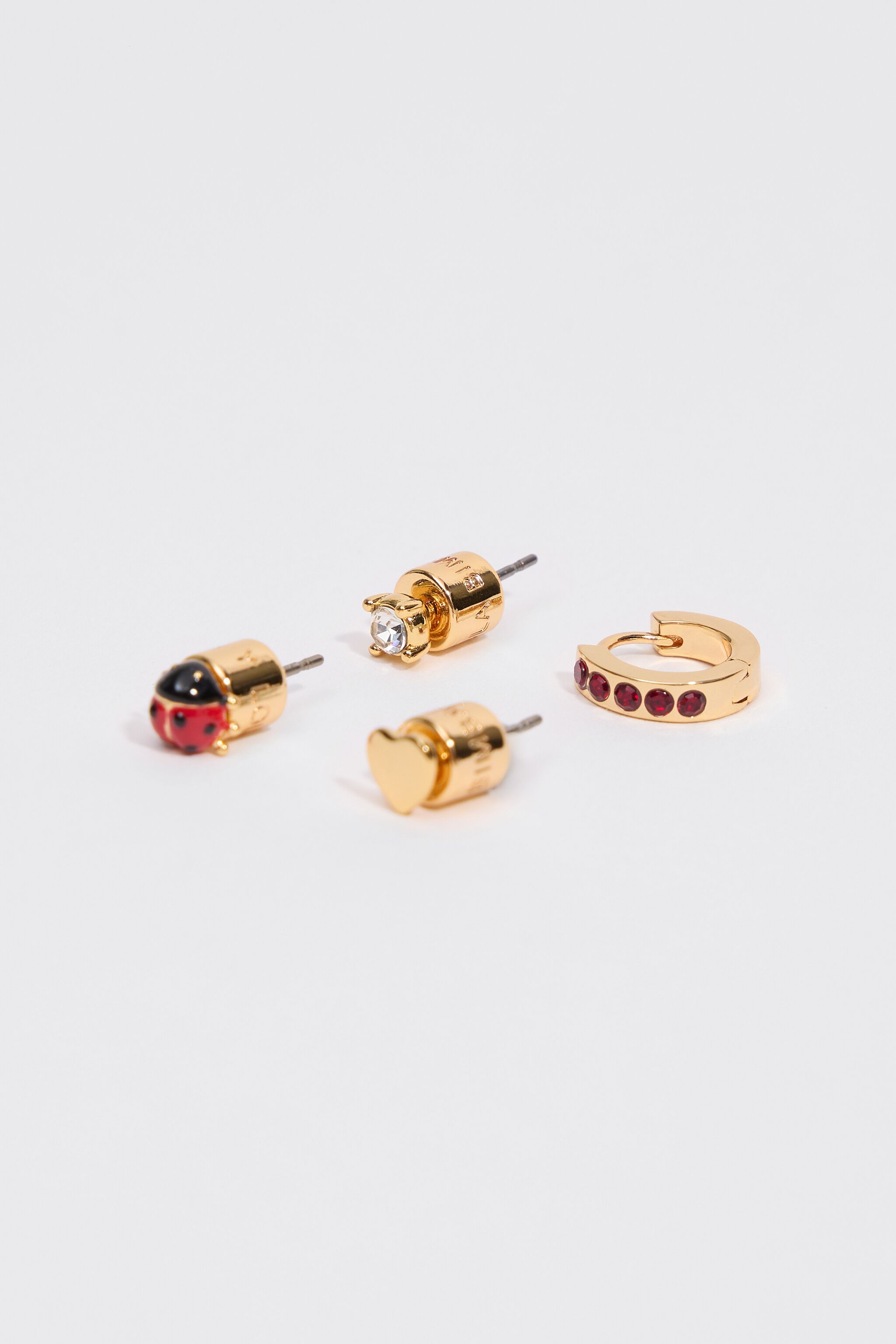 Set aus 4 mini roten Marienkäfer-Ohrgehängen