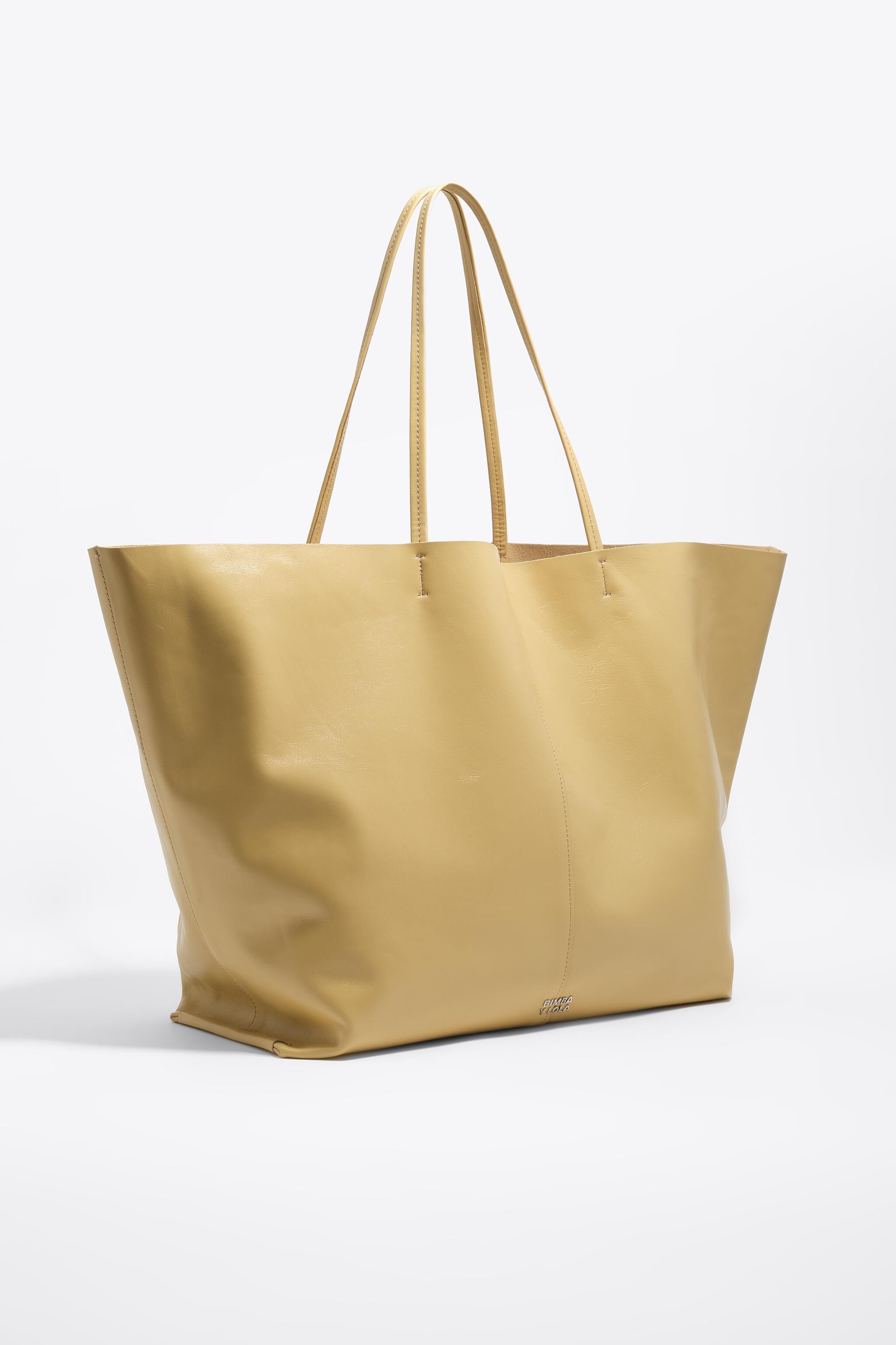 Oatmeal-Leder-Maxi-Einkaufstasche
