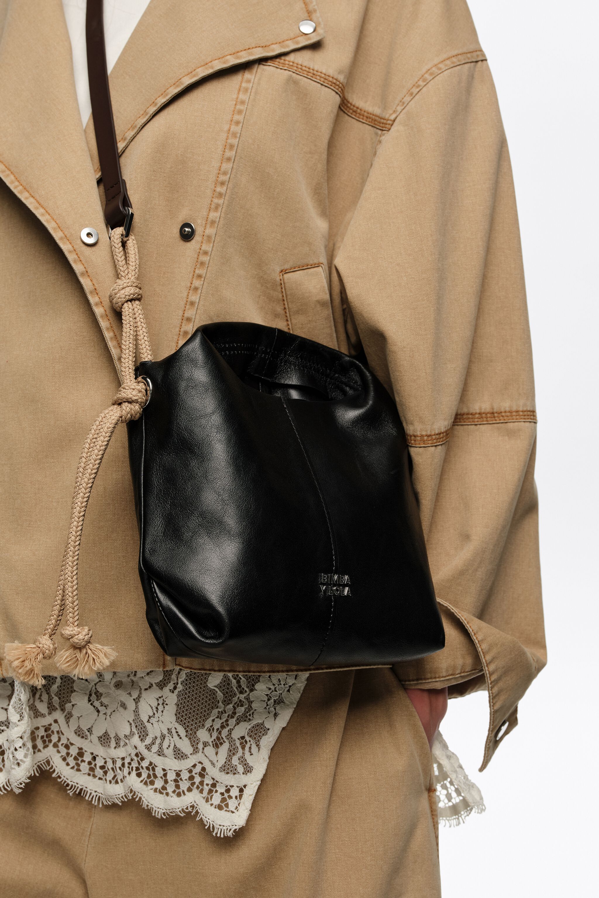 Schwarze Ledermini-Tasche
