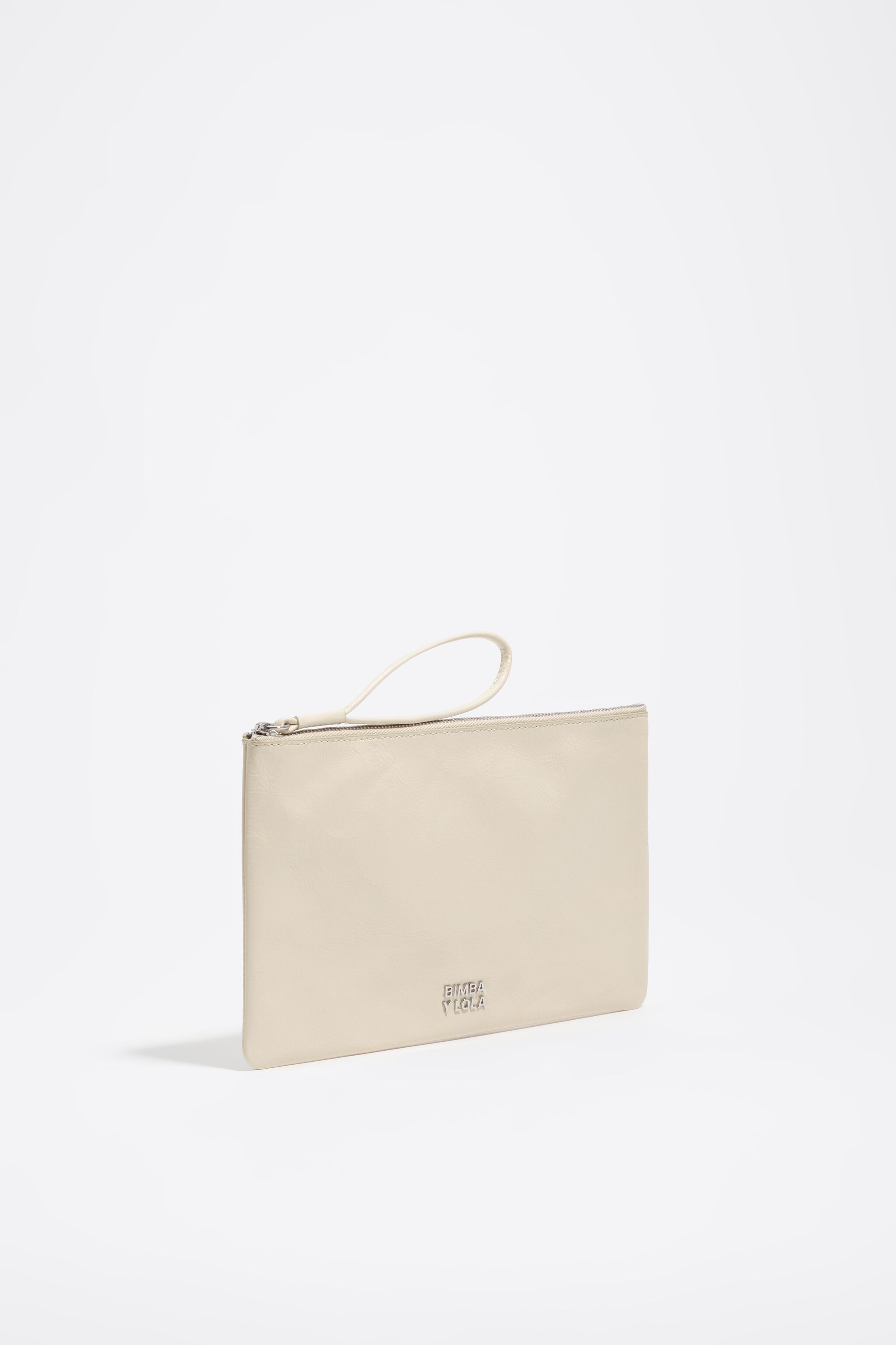Beige mittelgroße Lederhandtasche