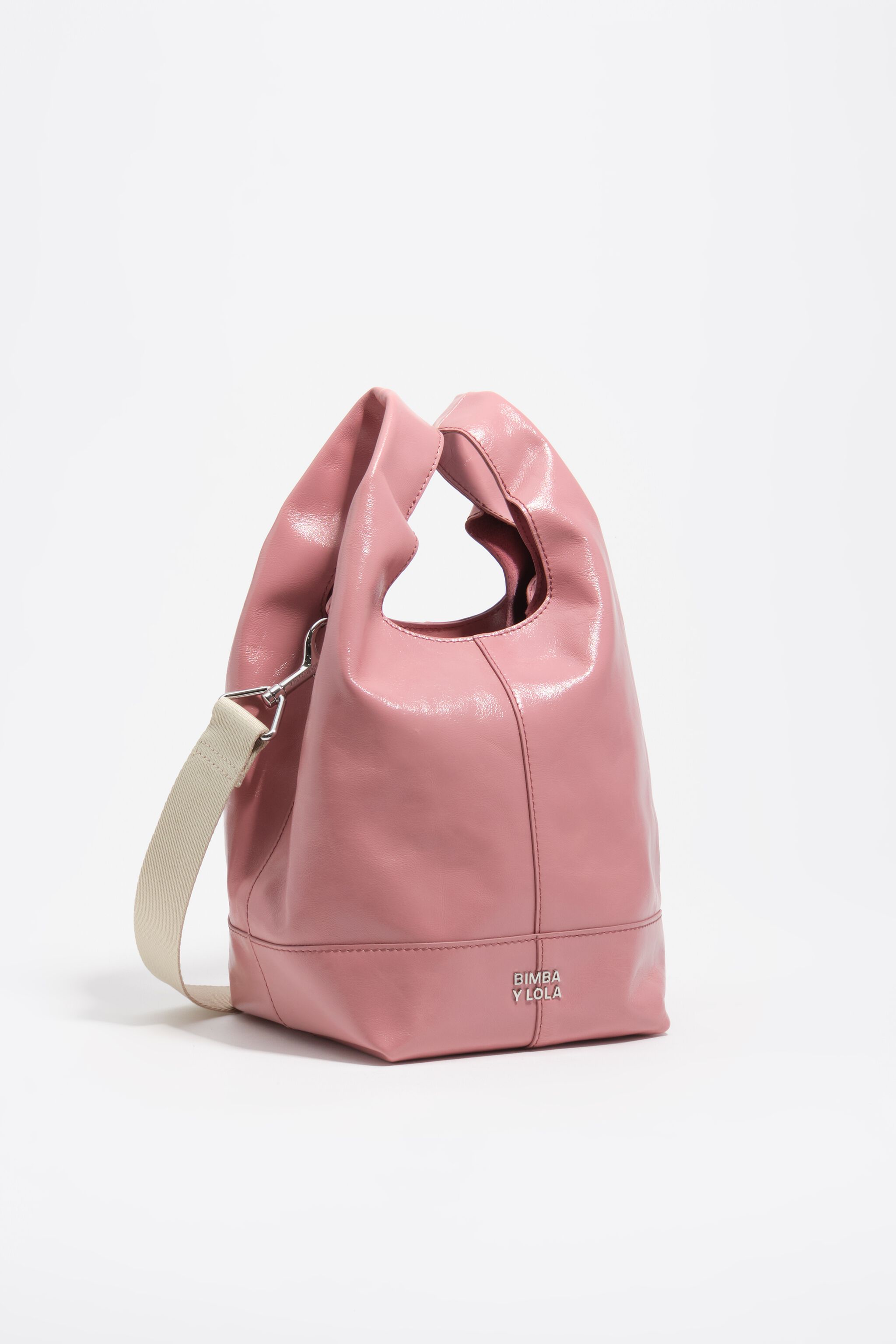 Medium rosa Leder-Papiertasche