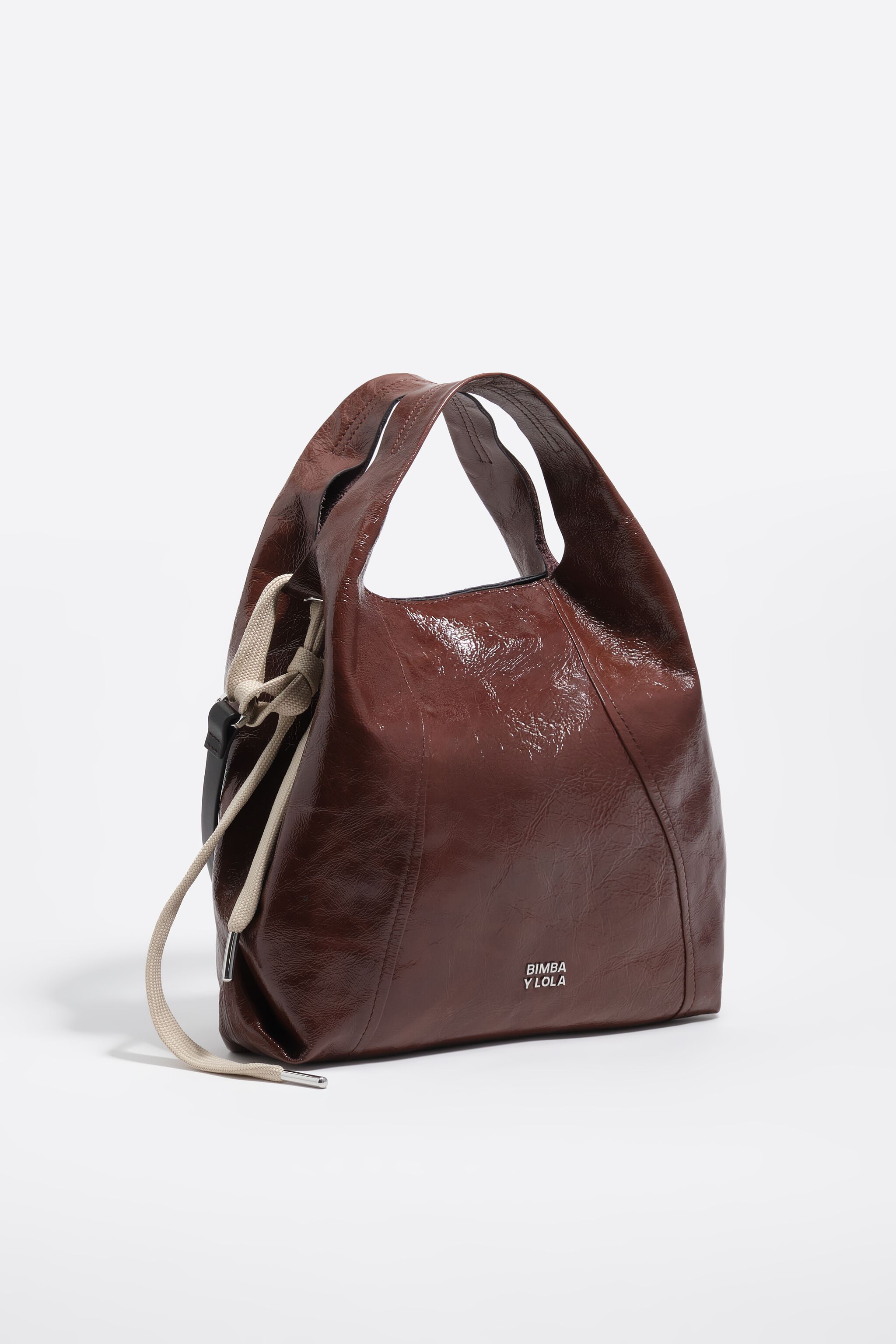 Medium mocha glänzendes Leder-Papier-Beutel