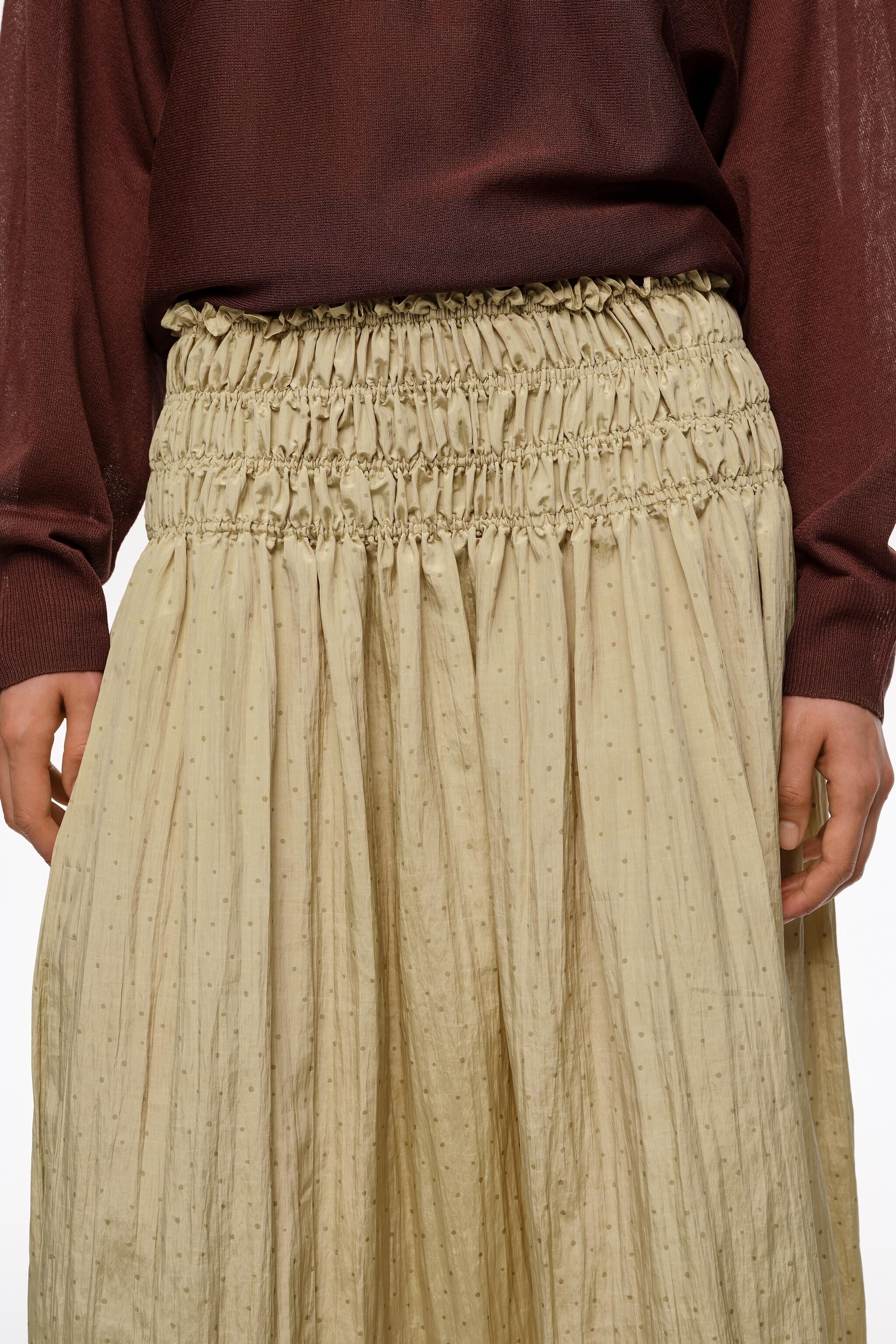 Olive mini Dots Rüschen-Weit-Skirt