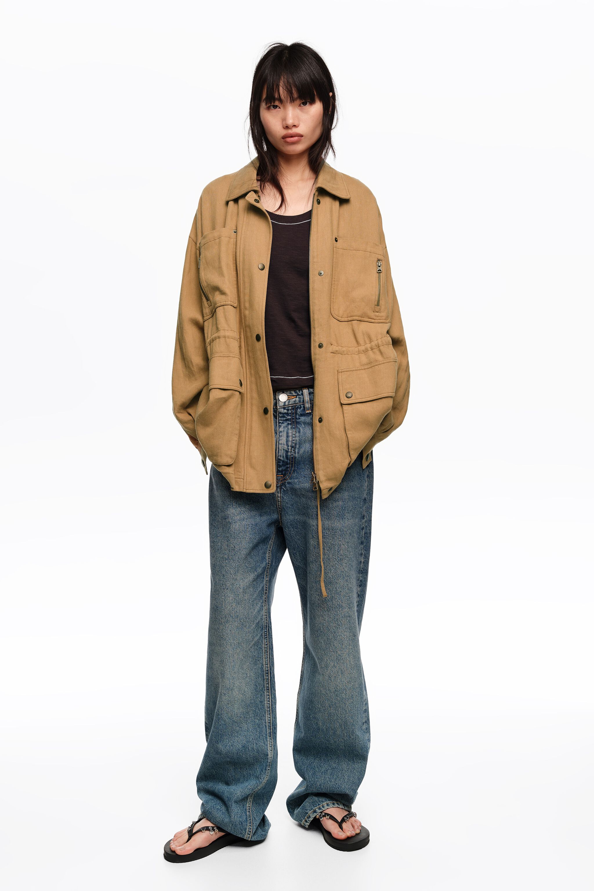 Kameljacke mit verstellbarer Taille
