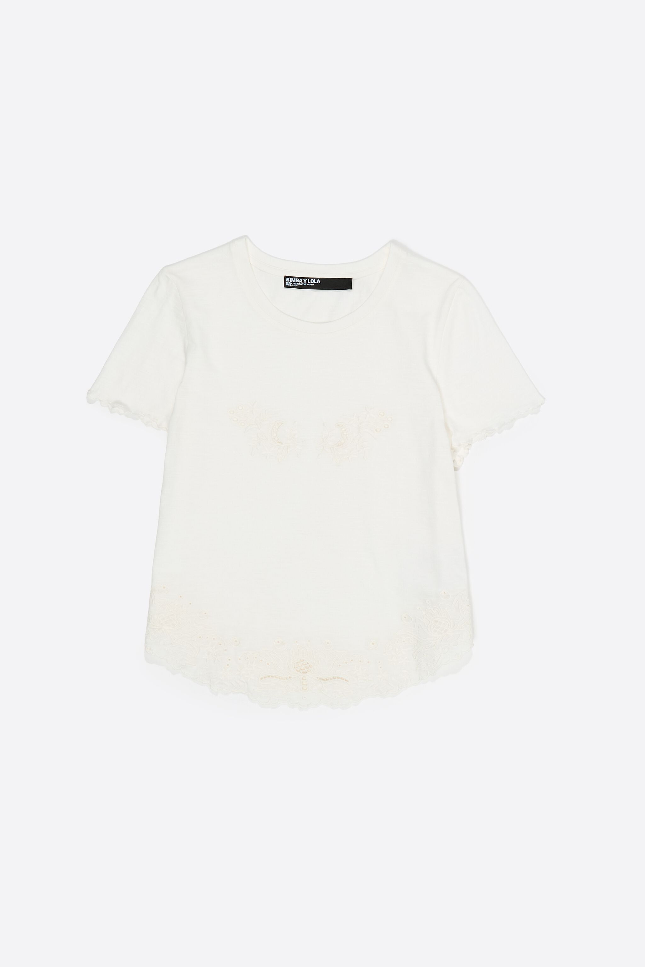 Ivory bestickter T-Shirt