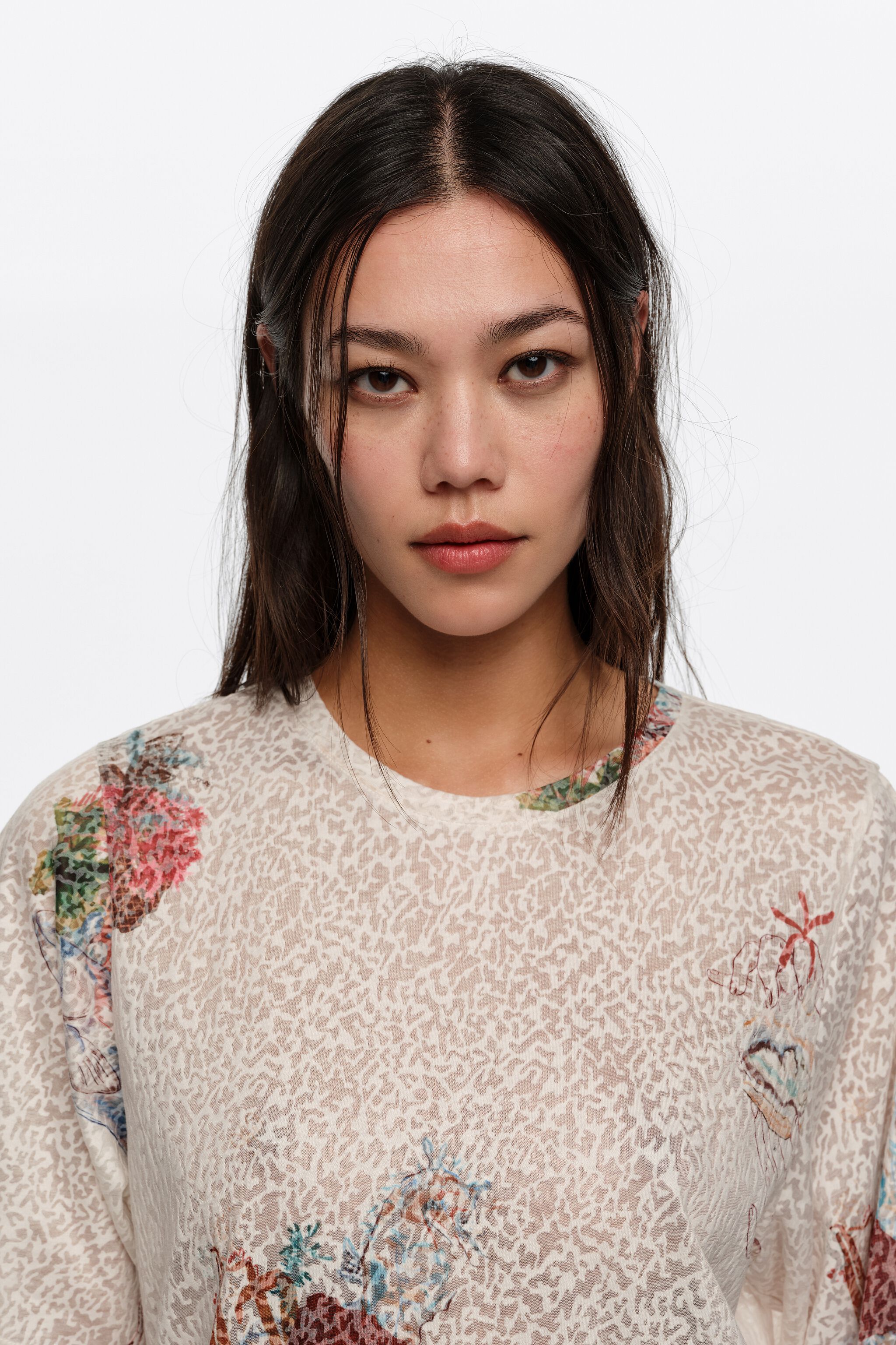 Off-weißes Seabed Devoré-Langarm-T-Shirt