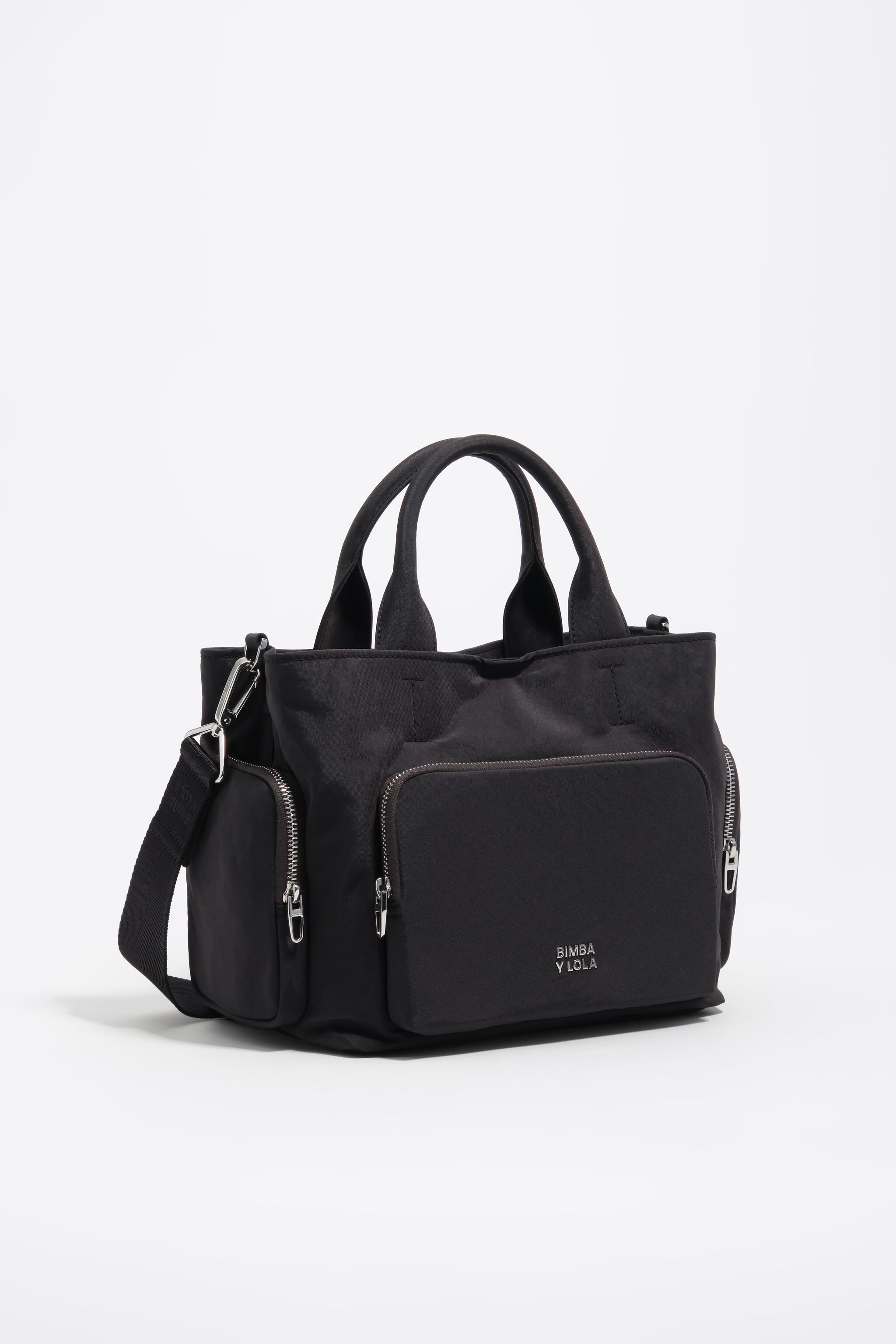 Medium graphite Nylon-Tasche mit Taschen