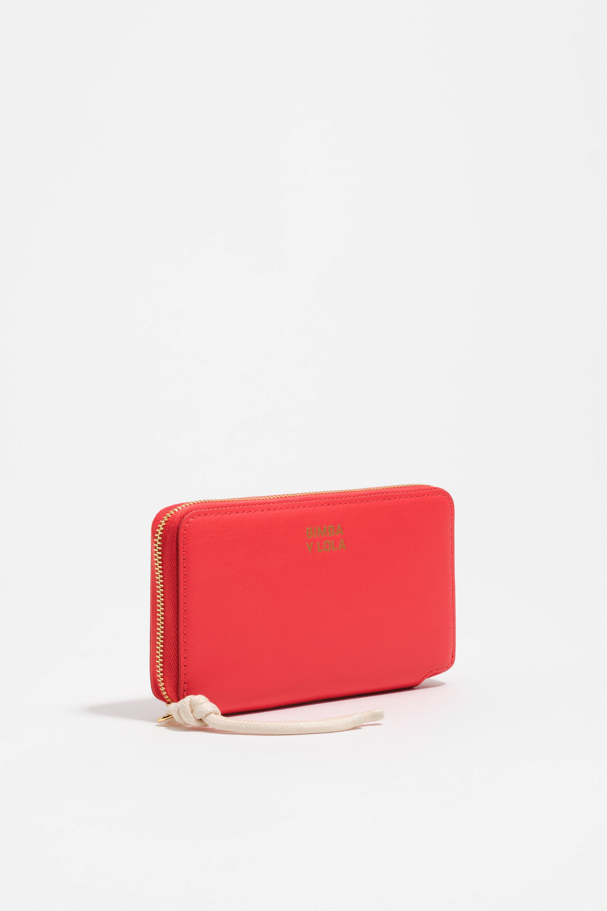 Mittleres helles Rot Leder-Handy-Portemonnaie