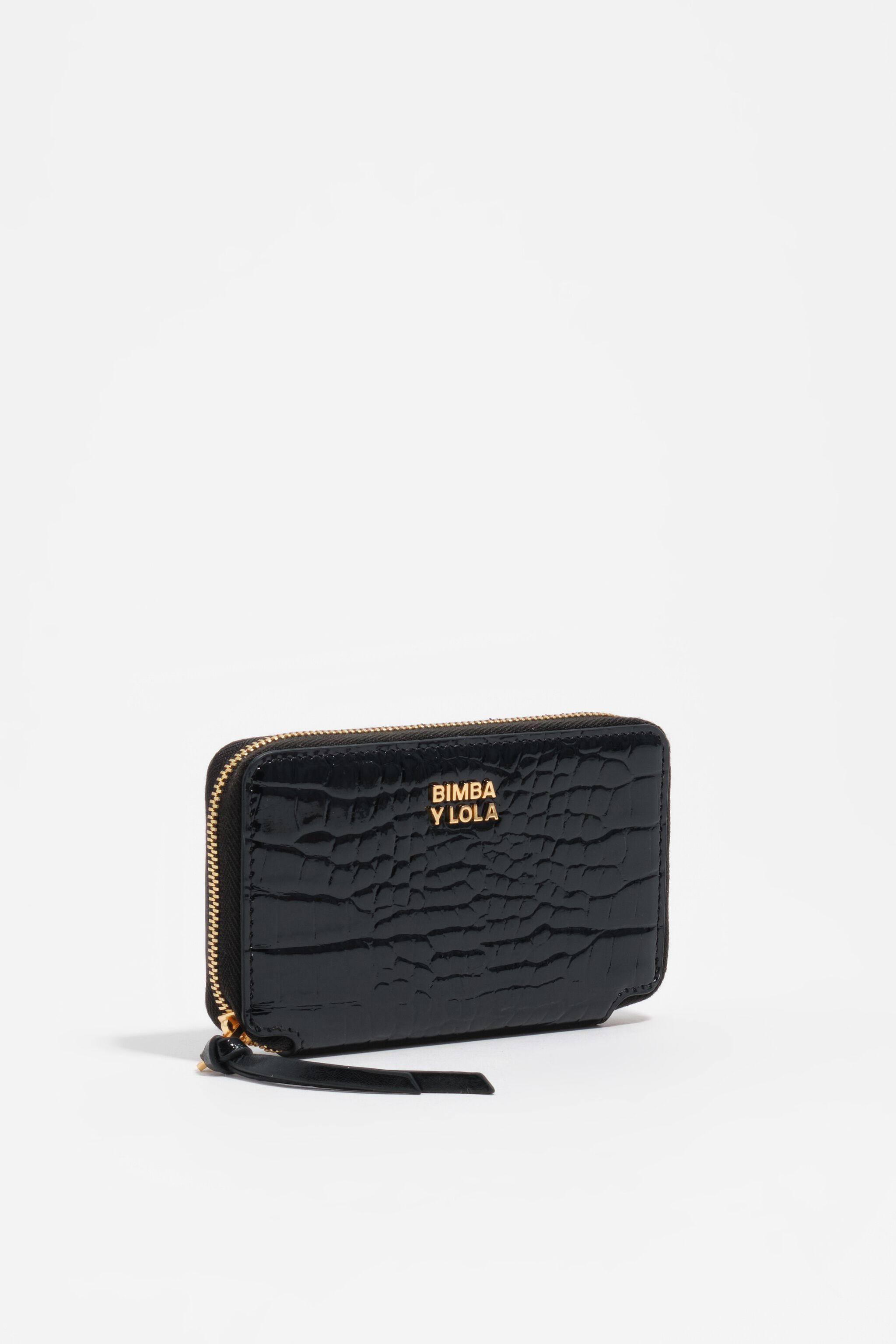 Schwarze geprägte Krokodilleder-Handtasche