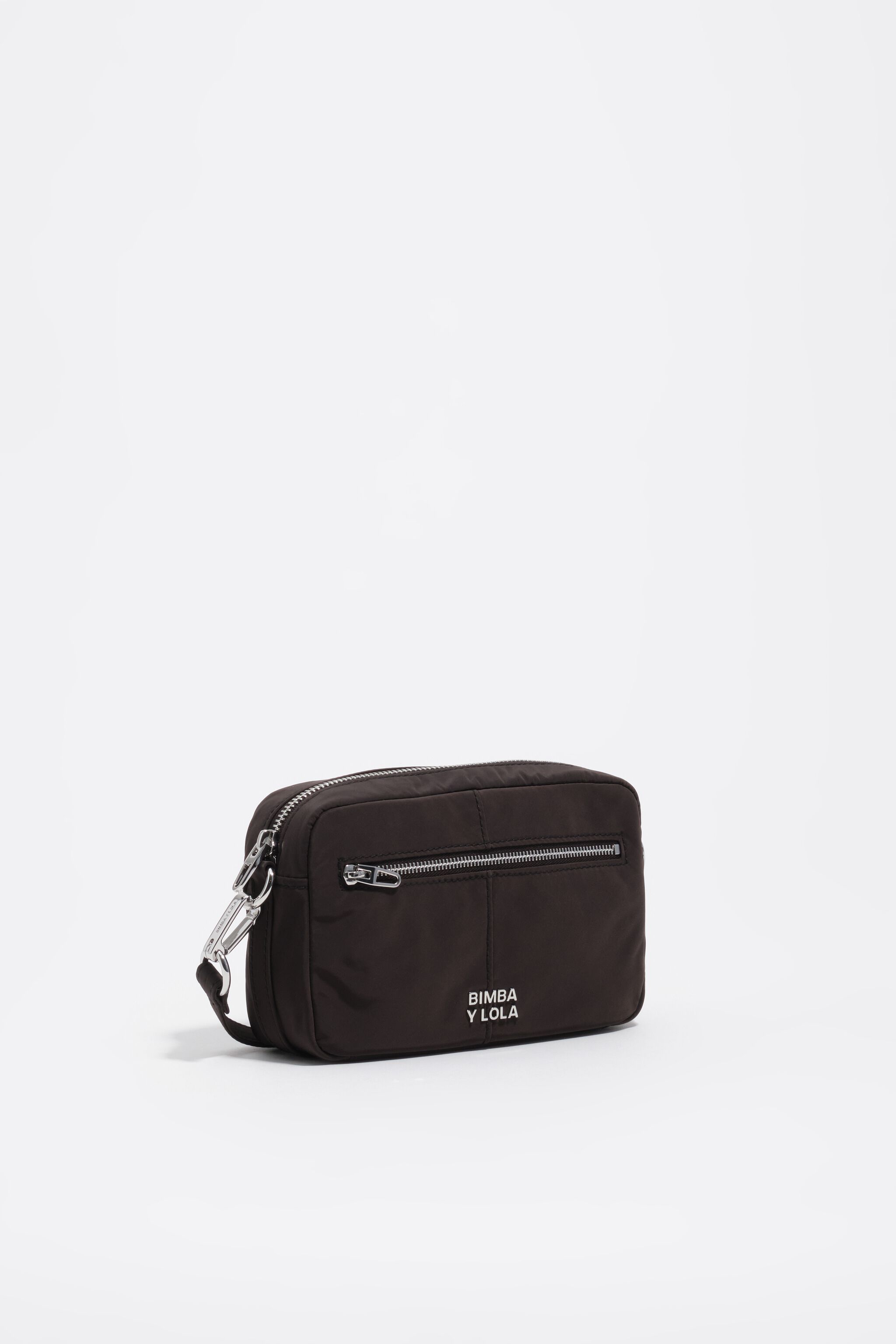 Minikreuzschultertasche aus Schwarz-Nylon