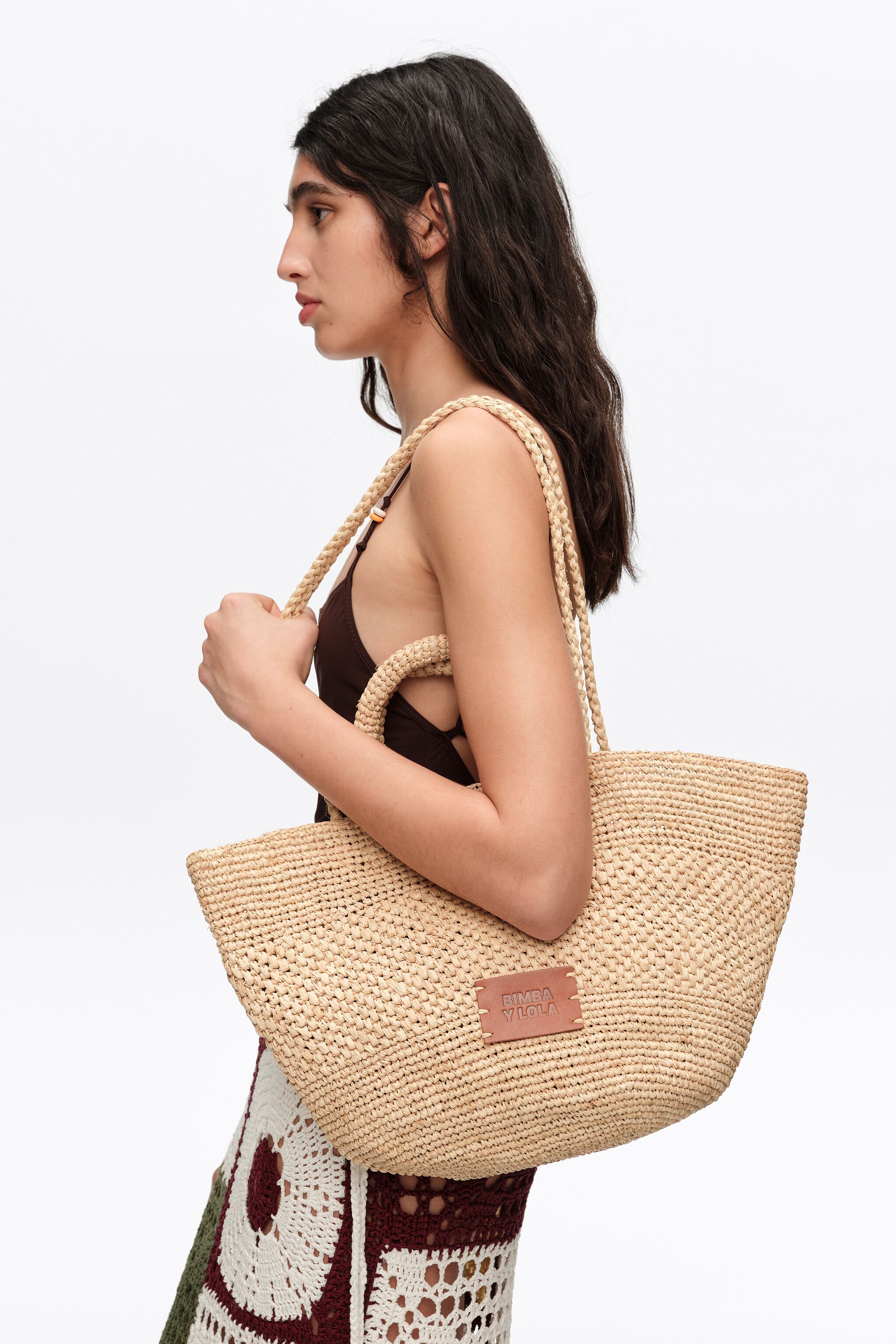 Große natürliche Rattan-Webtasche