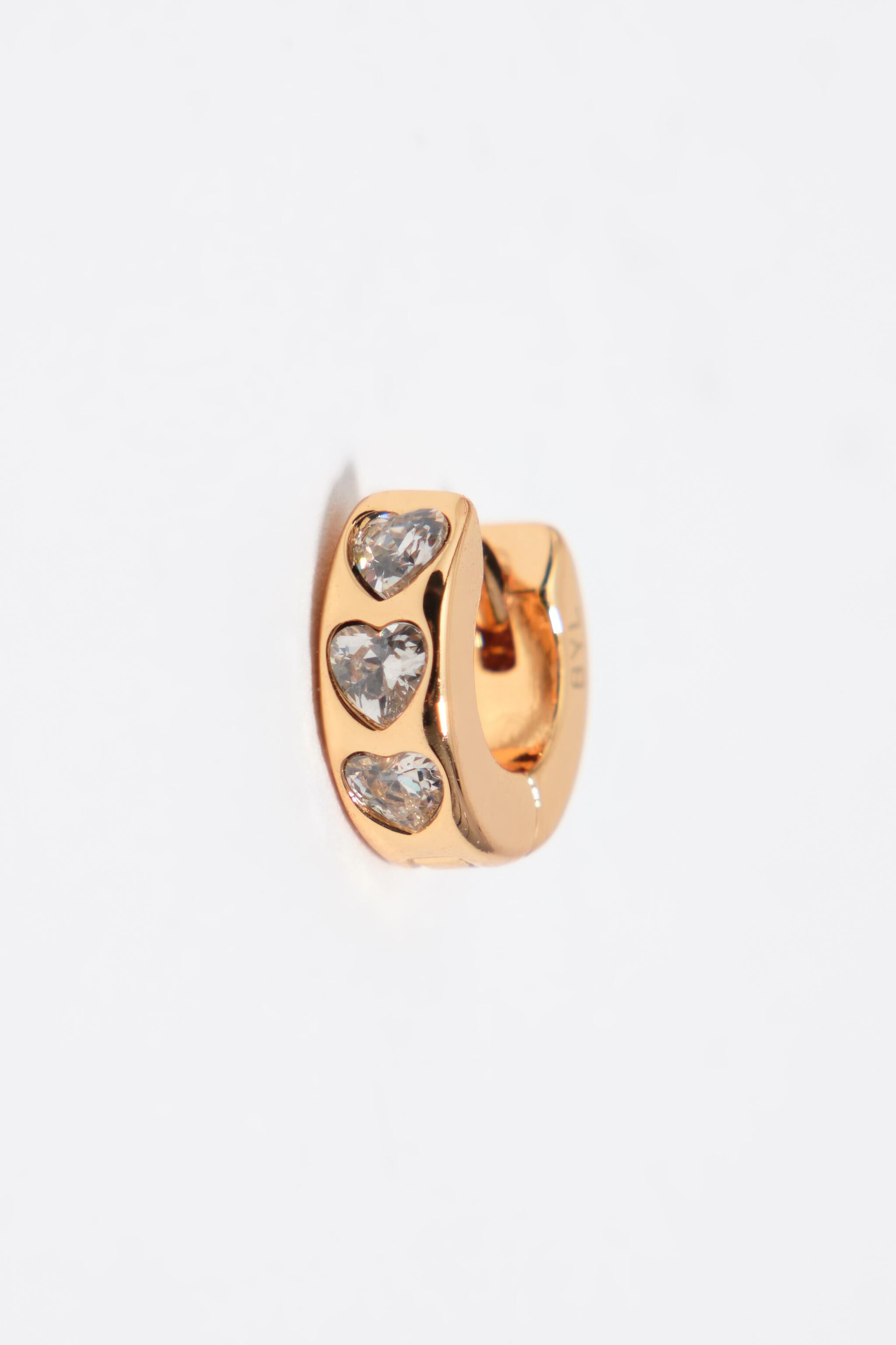 Goldene Herzen-Mini-Hoop-Ohrstecker mit Kristallen