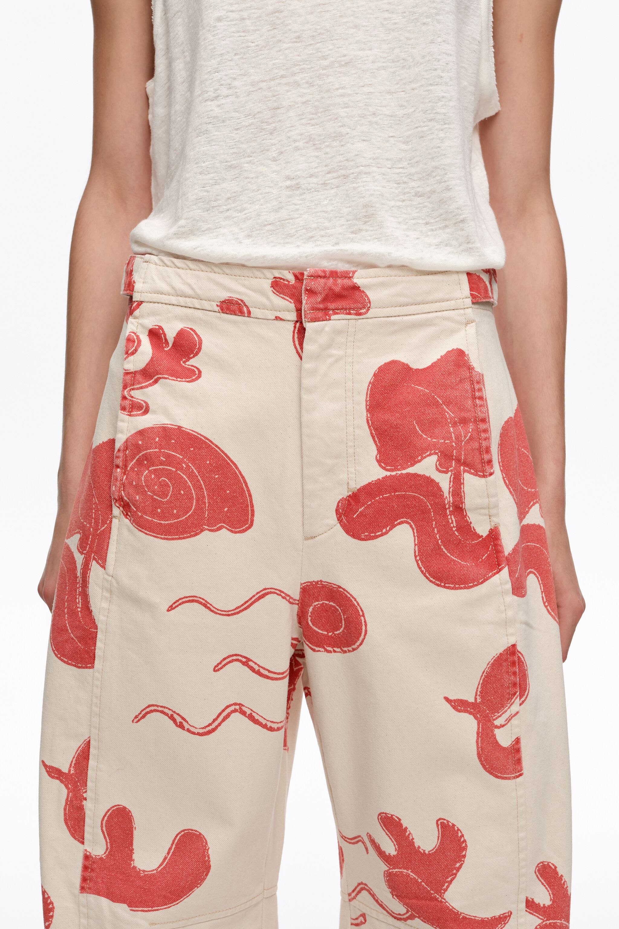 BARREL - Jeans mit verstellbarem Bund in Sandrot