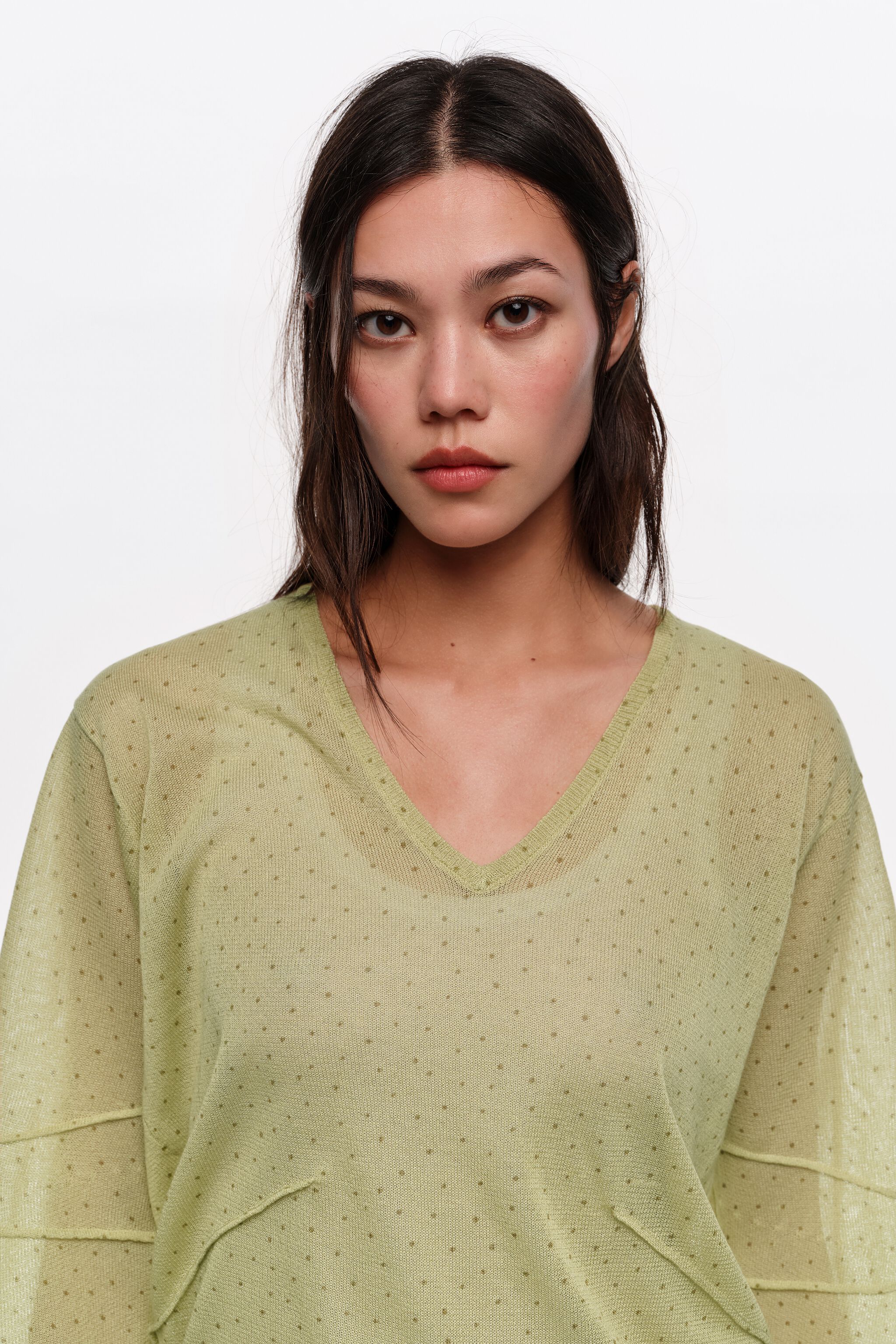 Olive mini Dots Strickpullover