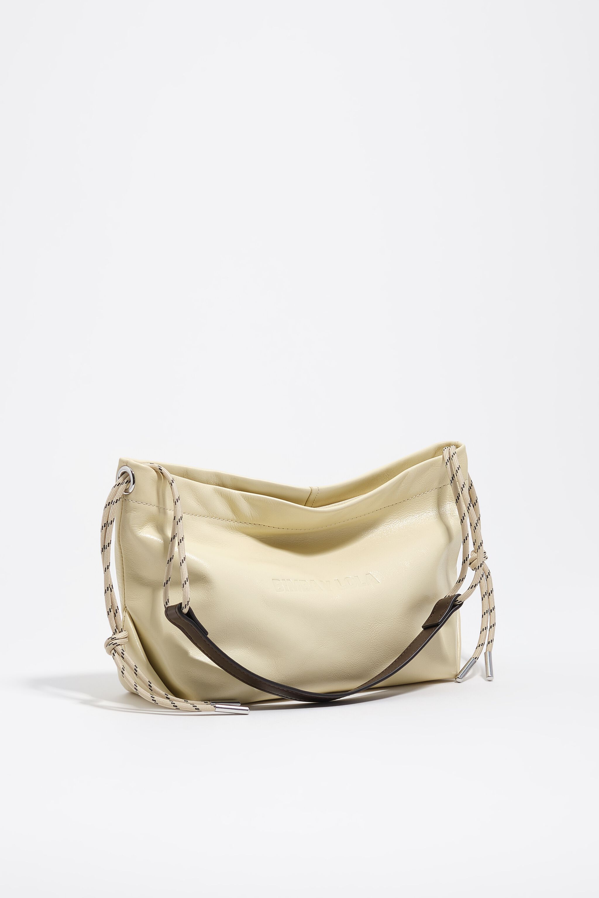 Medium heller gelber Leder-Schultertasche