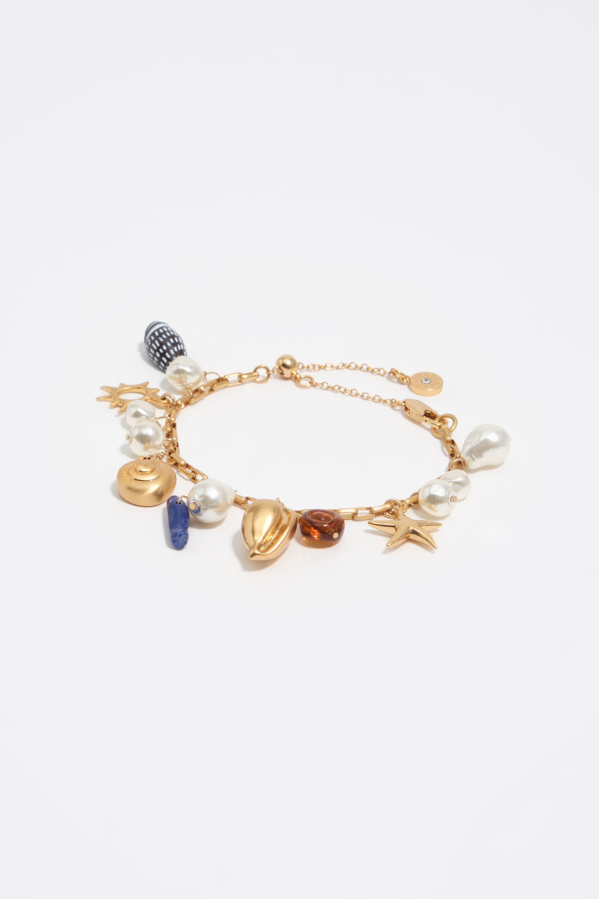 Matte gold Perl- und Muschelarmband