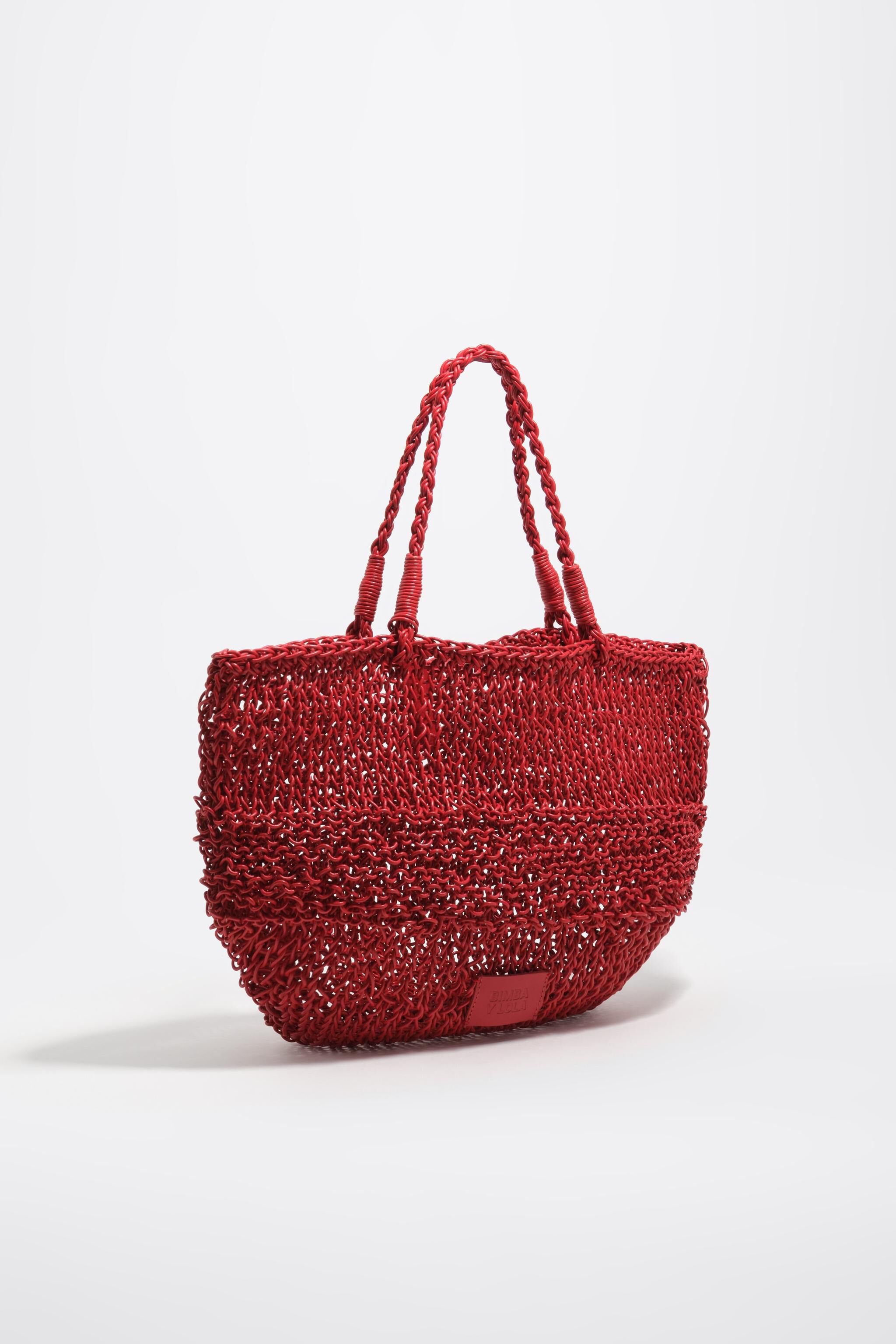 Mittlere rote geflochtene Leder-Shoulderbag