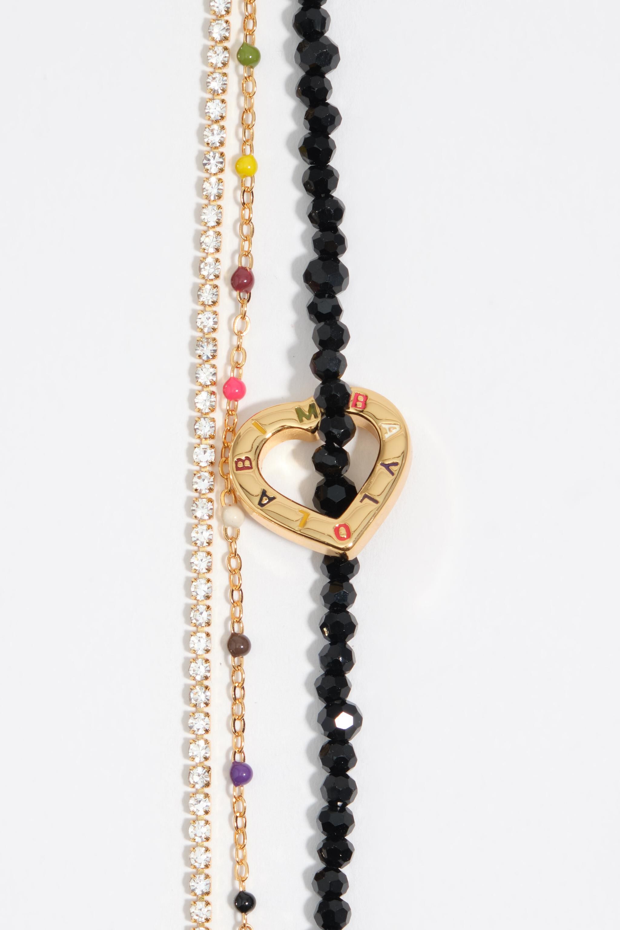 Triple-Kristall-Armband mit goldener Herzen-Logo