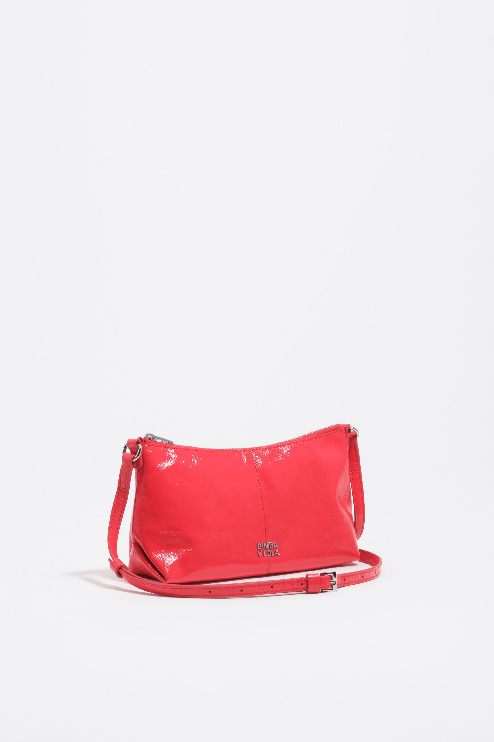Mini-acidrot glänzende Leder-Kreuzschultertasche