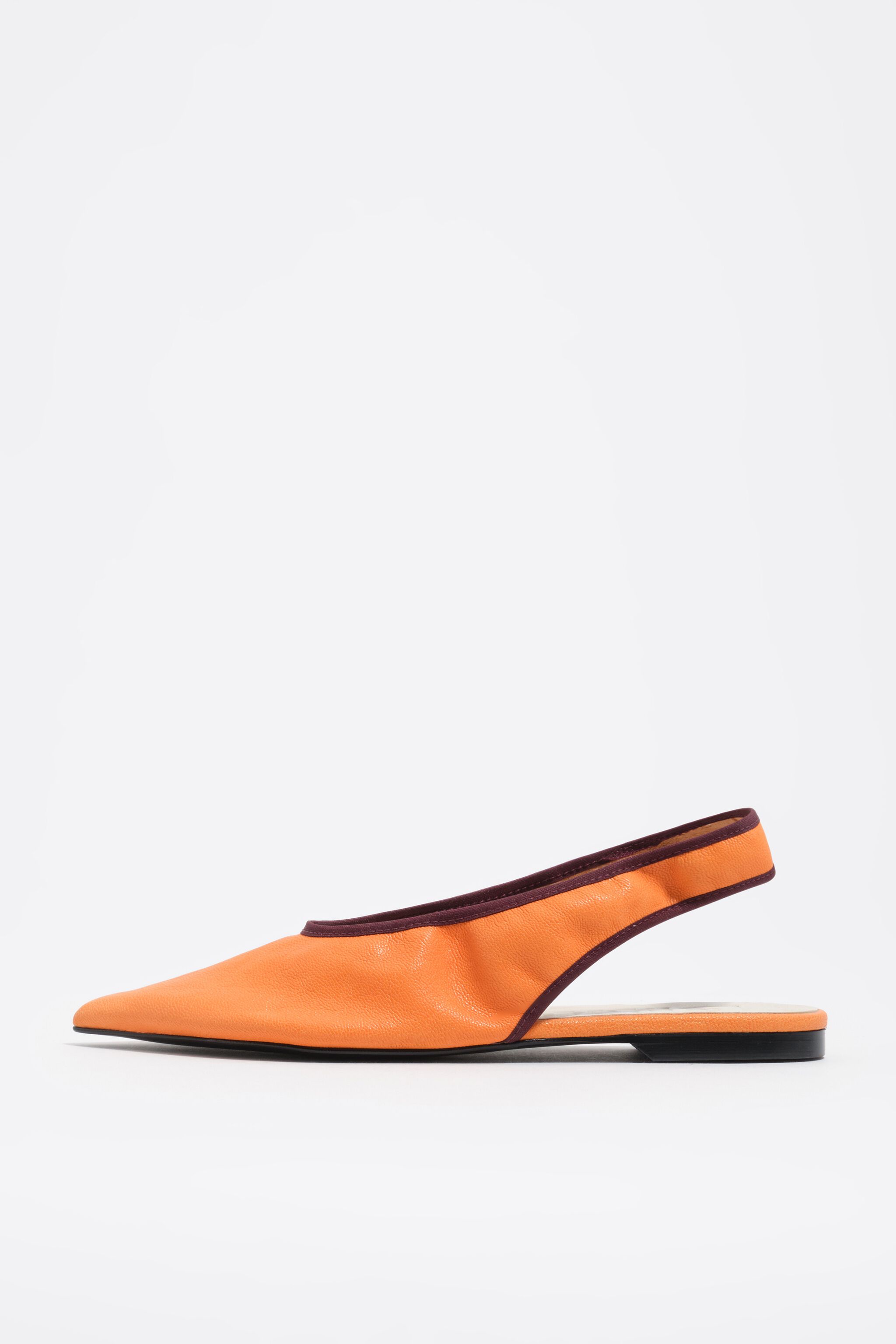 Orangene Leder-Slingback-Ballerina