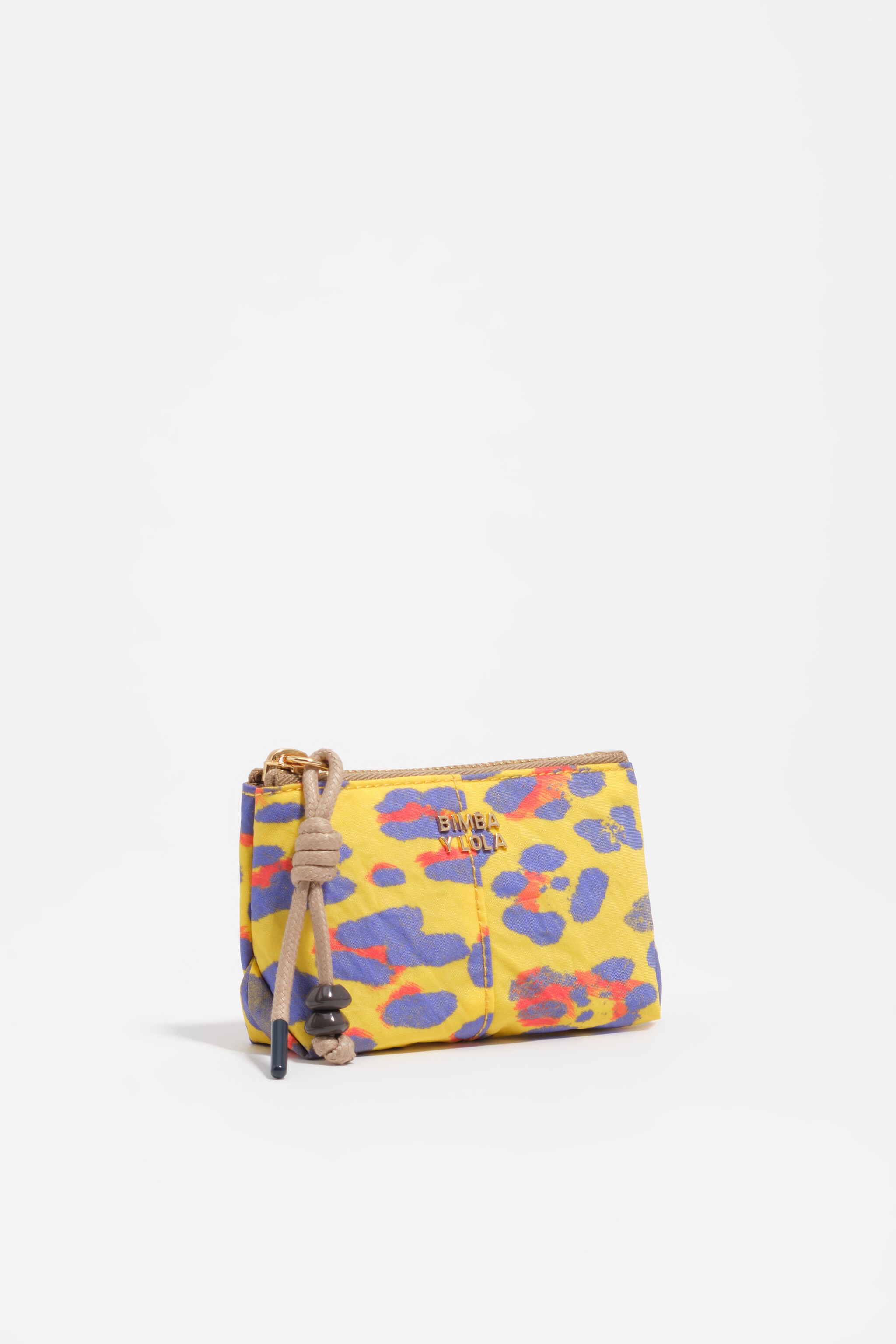 Intens gelber Leopard-Nylon-Münzgeldbeutel