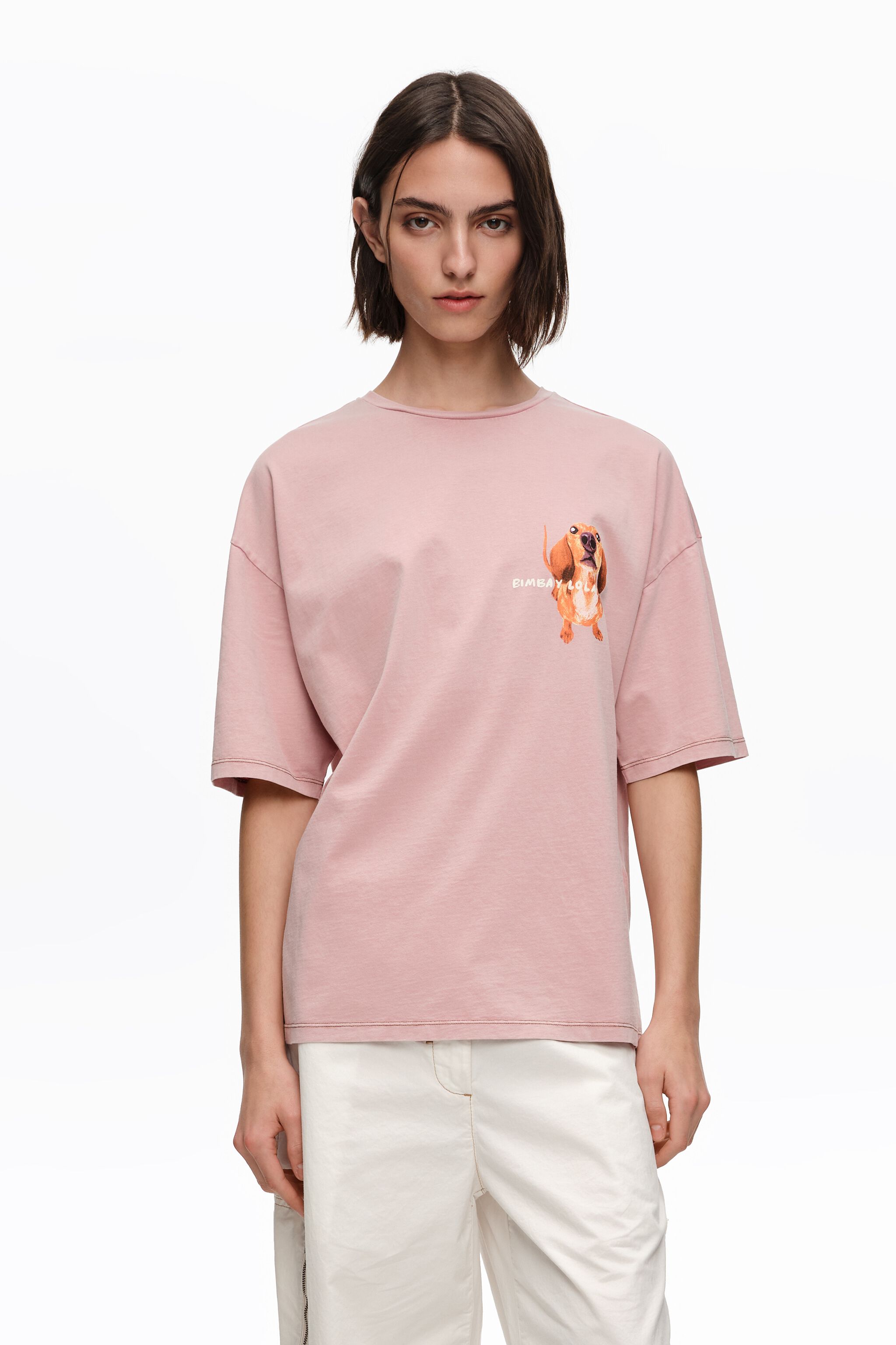 Powderpinkes Dackel-Logo-T-Shirt