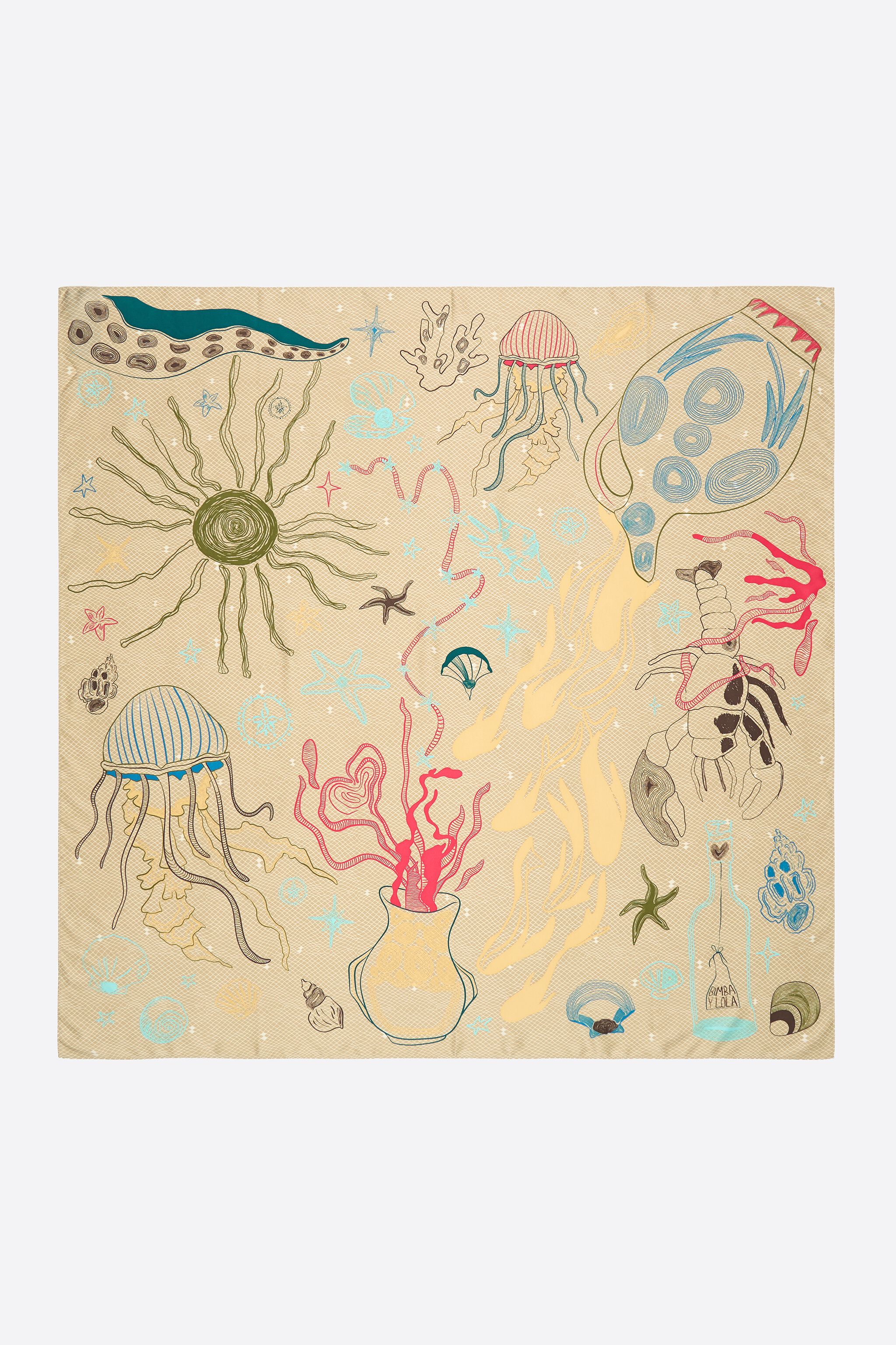 Beige Schal mit nautischen Motiven
