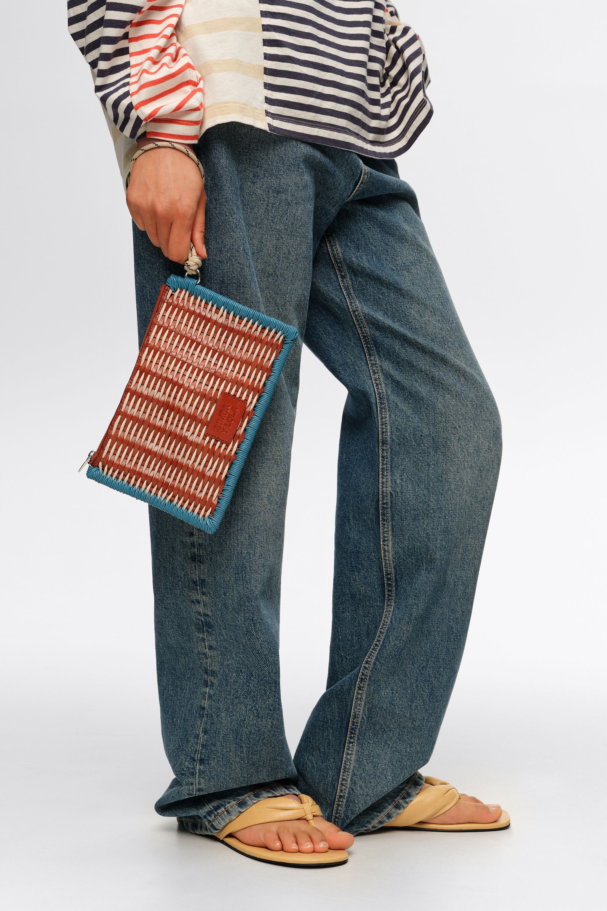 Braun mittelgroße Leder-Reißverschluss-Clutch