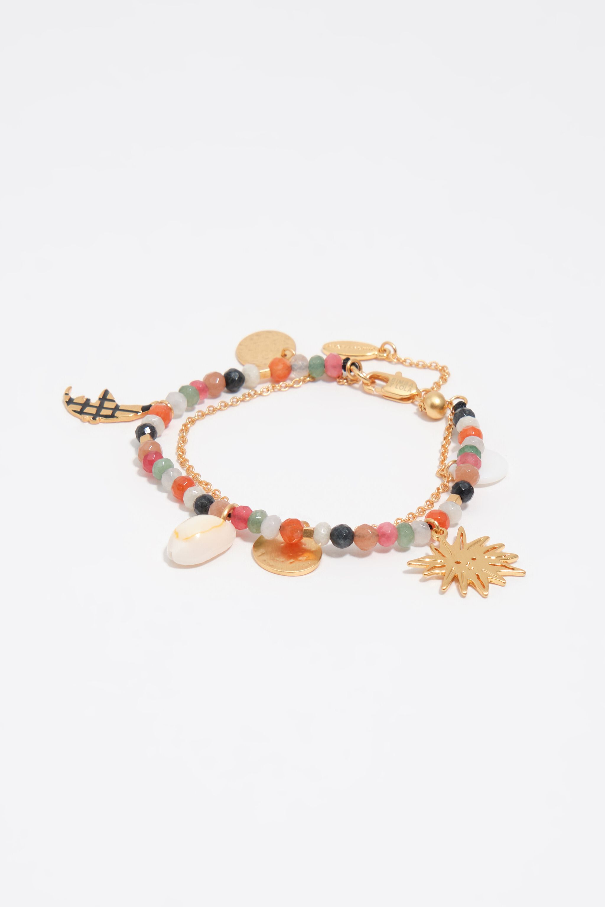Gebürstetes Gold Sonne und Mond Doppelarmband