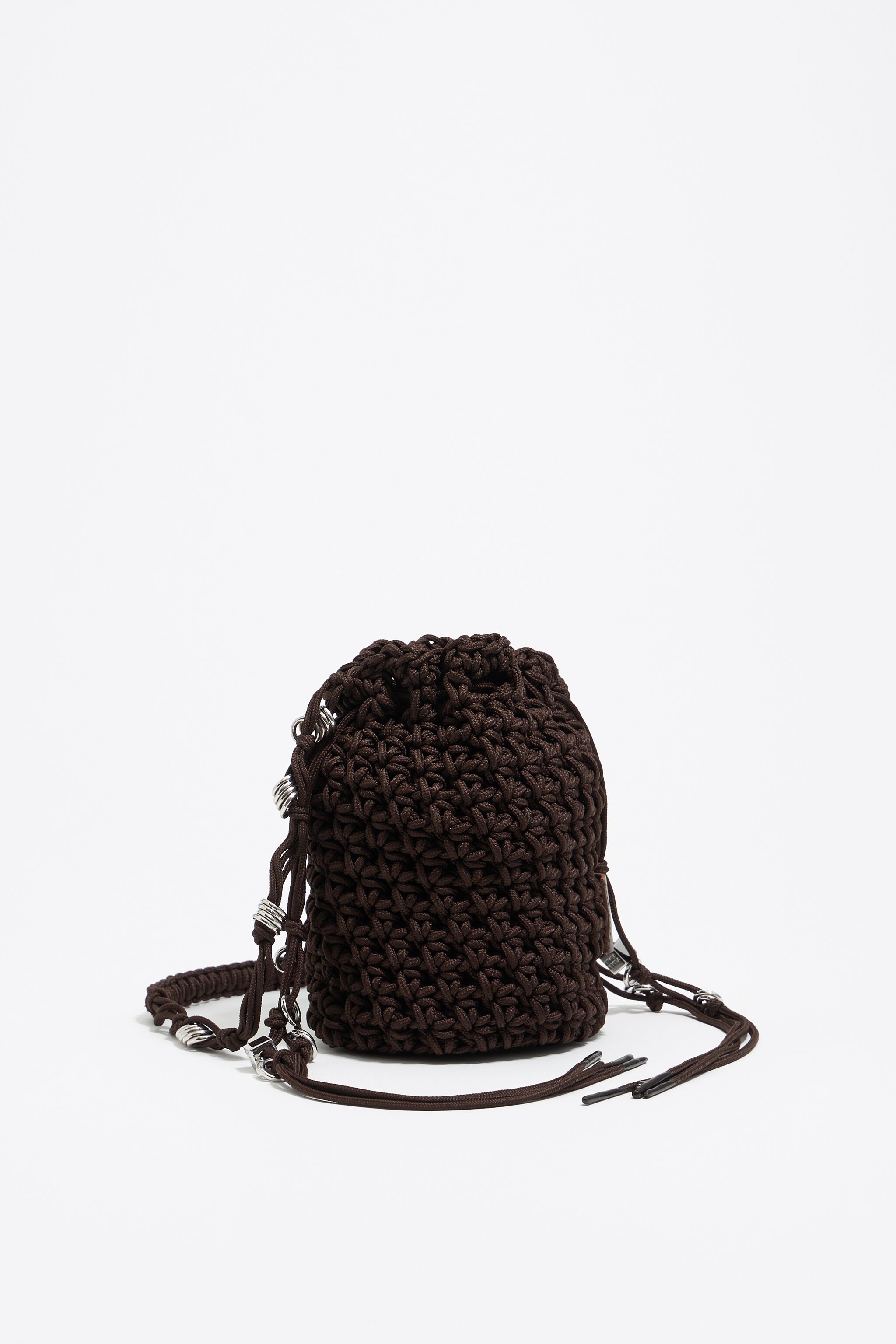 Brauner Mini-Plaited-Crochet-Korb-Einkaufsbeutel