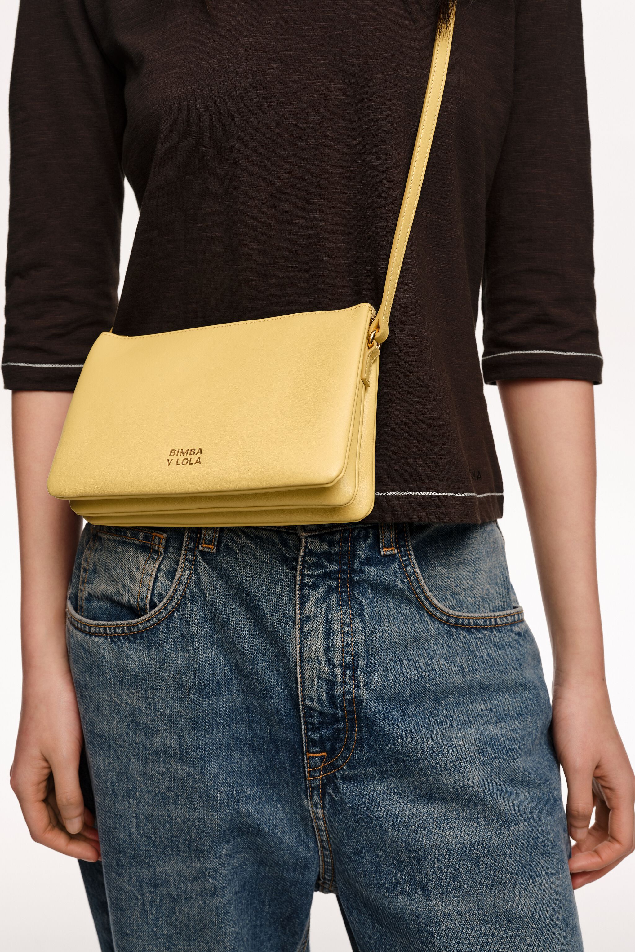 Minikleiner Leder-Clutch-Tasche mit drei Fächern