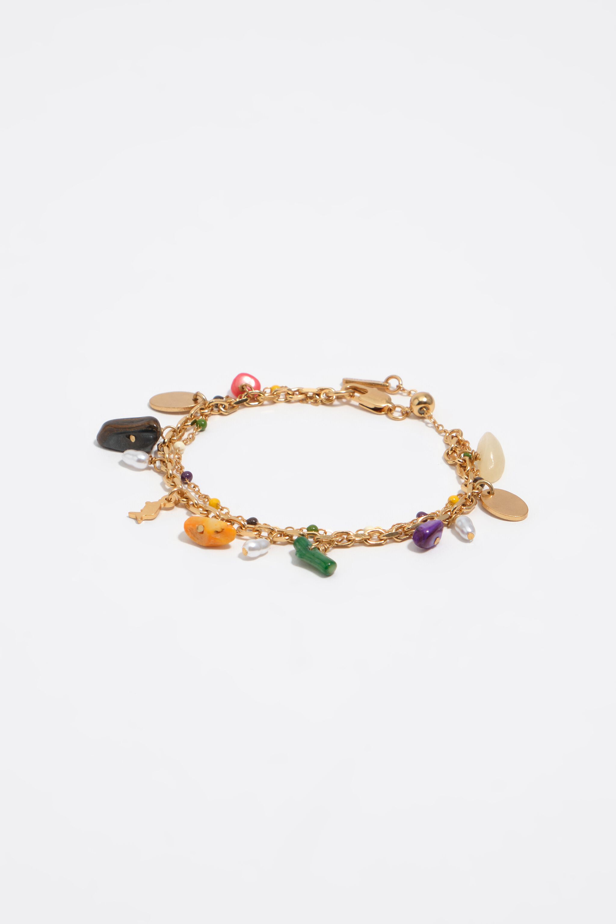 Armband aus mehrfarbigen Steinen, doppelschichtig