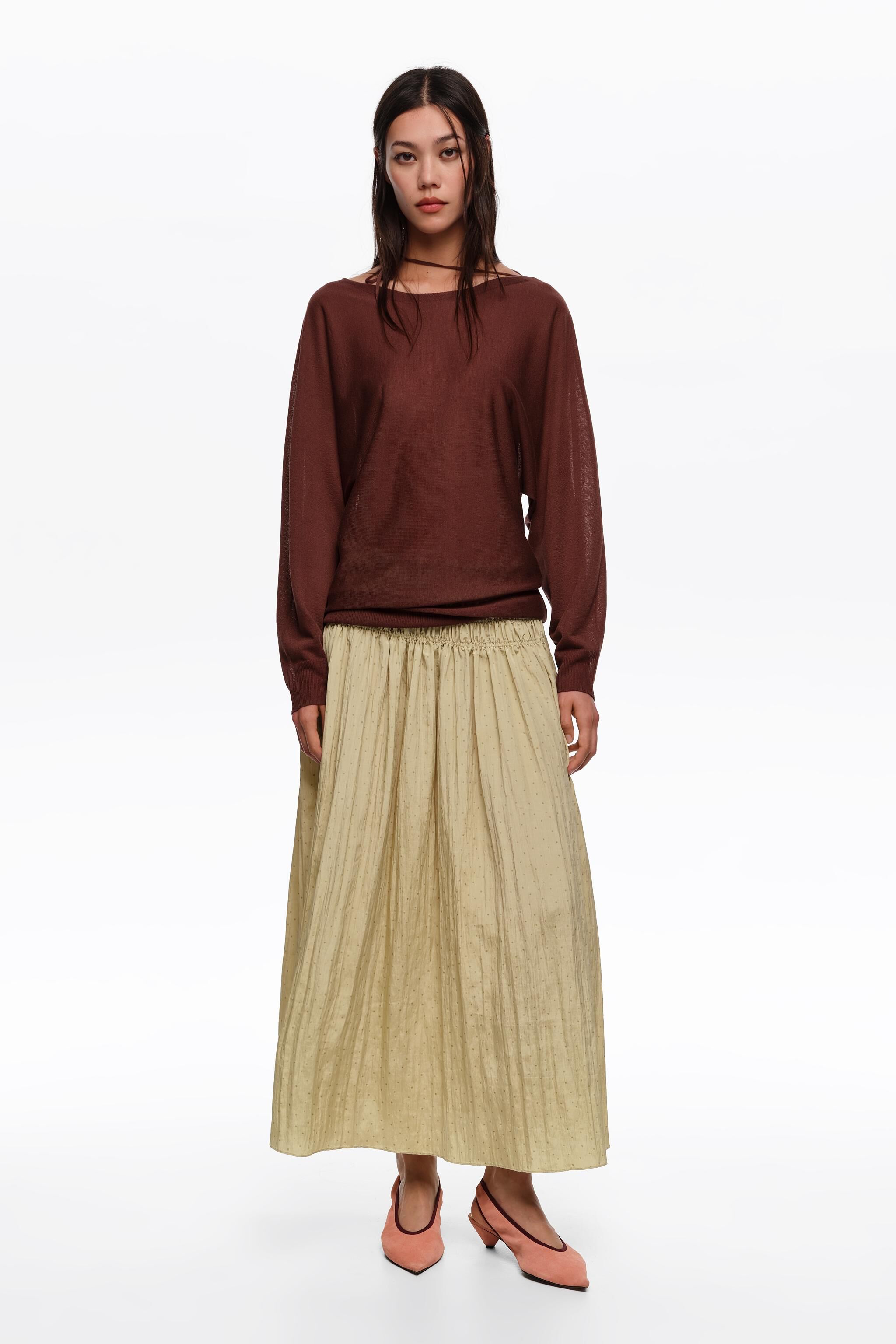 Olive mini Dots Rüschen-Weit-Skirt