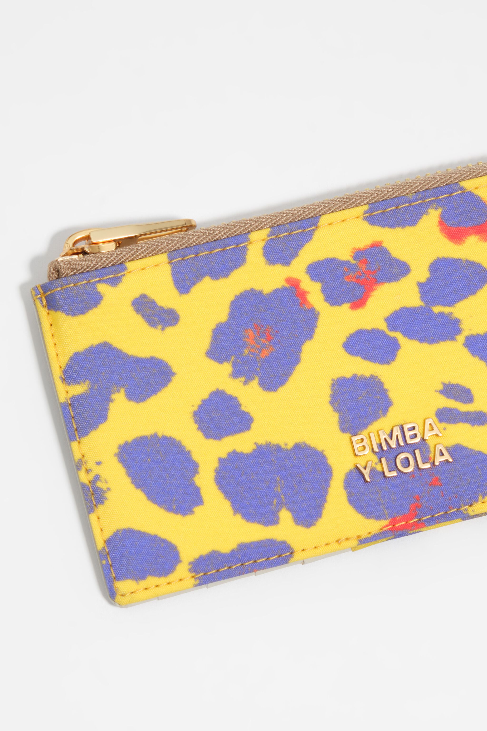 Intens gelber Leopard-Nylon-Kartenhalter / Münzgeldbörse