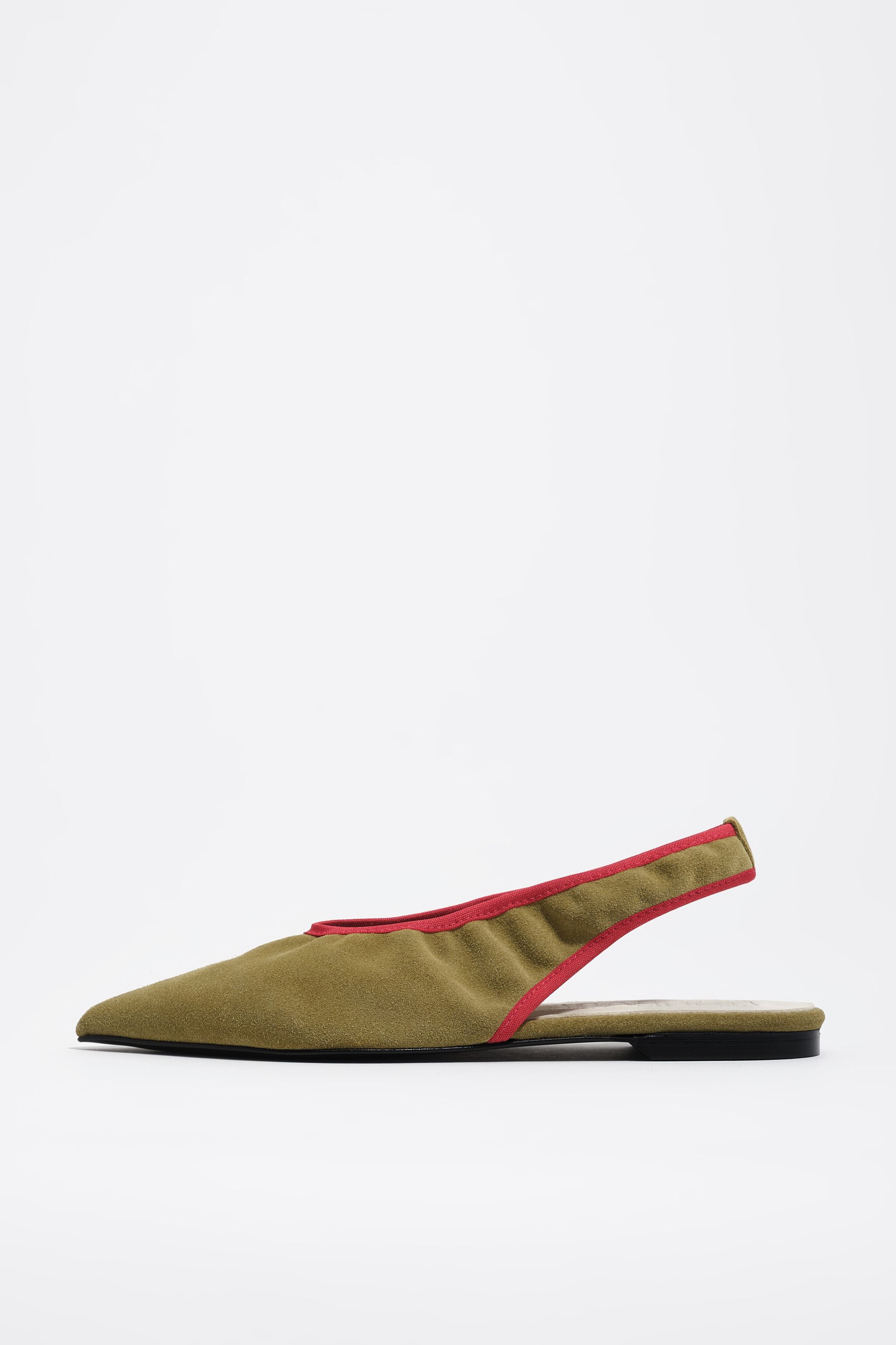 Grüne Leder-Slingback-Ballerina