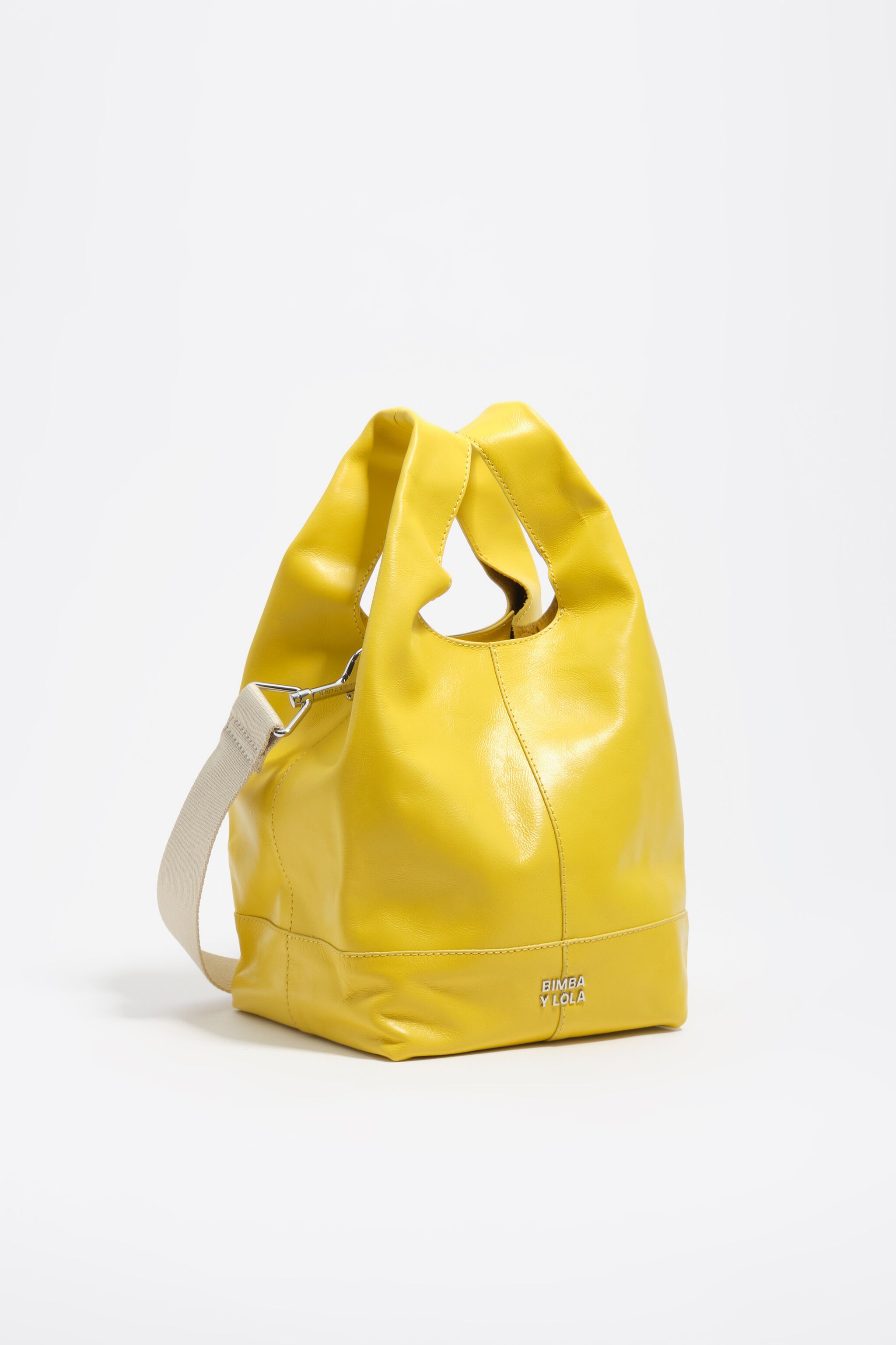 Medium gelbe Leder-Paper-Querträger-Tasche