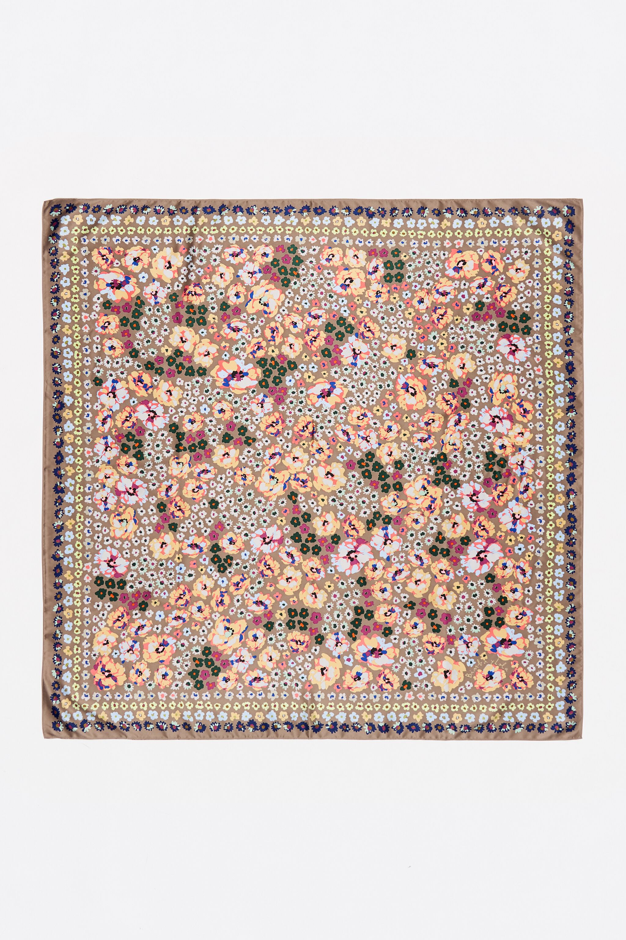 Taupe-Wasserfarben-Blumen-Schal