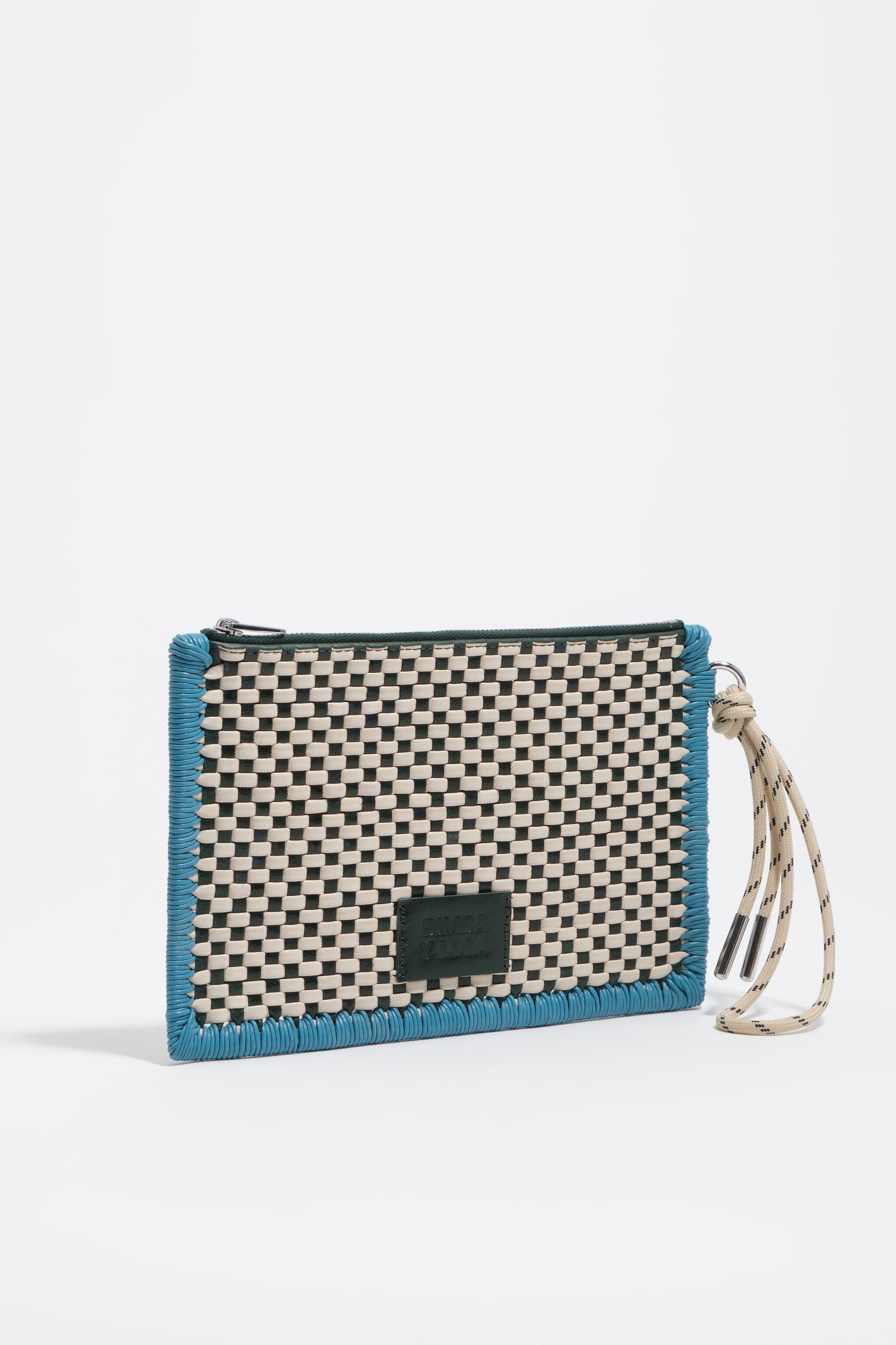 Dunkelgrüne mittelgroße Leder-Reißverschluss-Clutch
