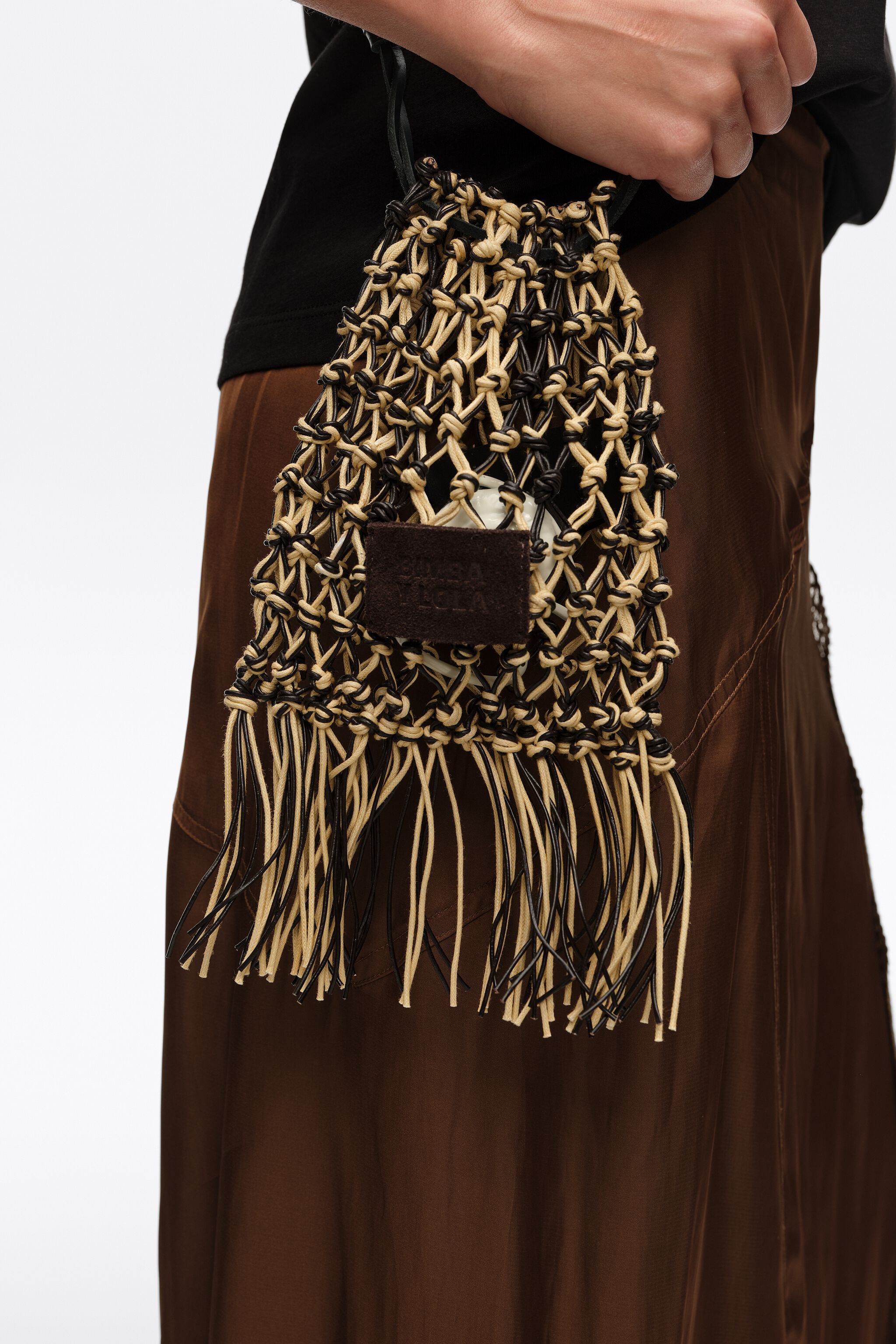 Kleine Vanille-Leder-Handtasche