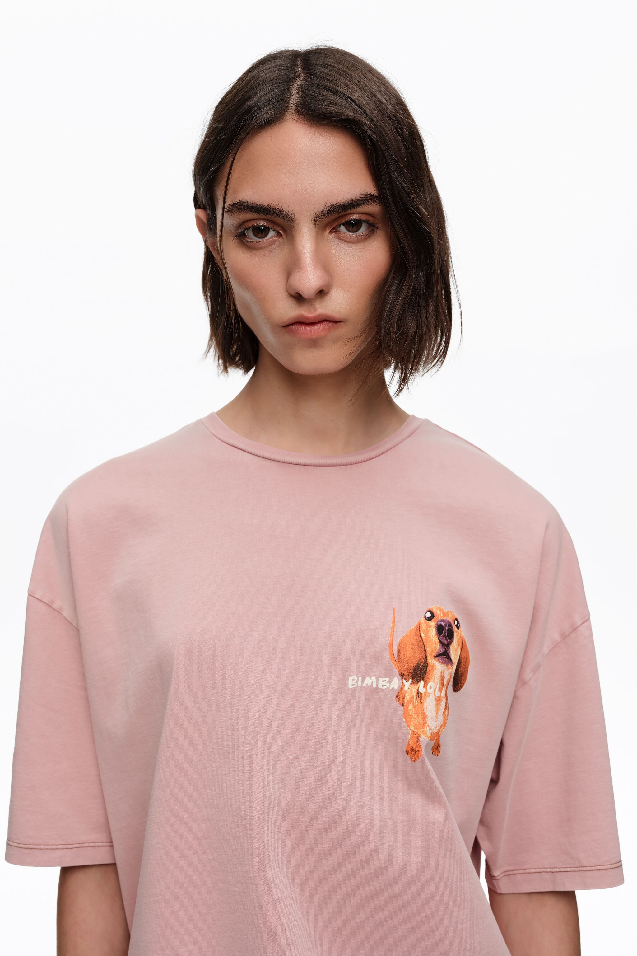 Powderpinkes Dackel-Logo-T-Shirt