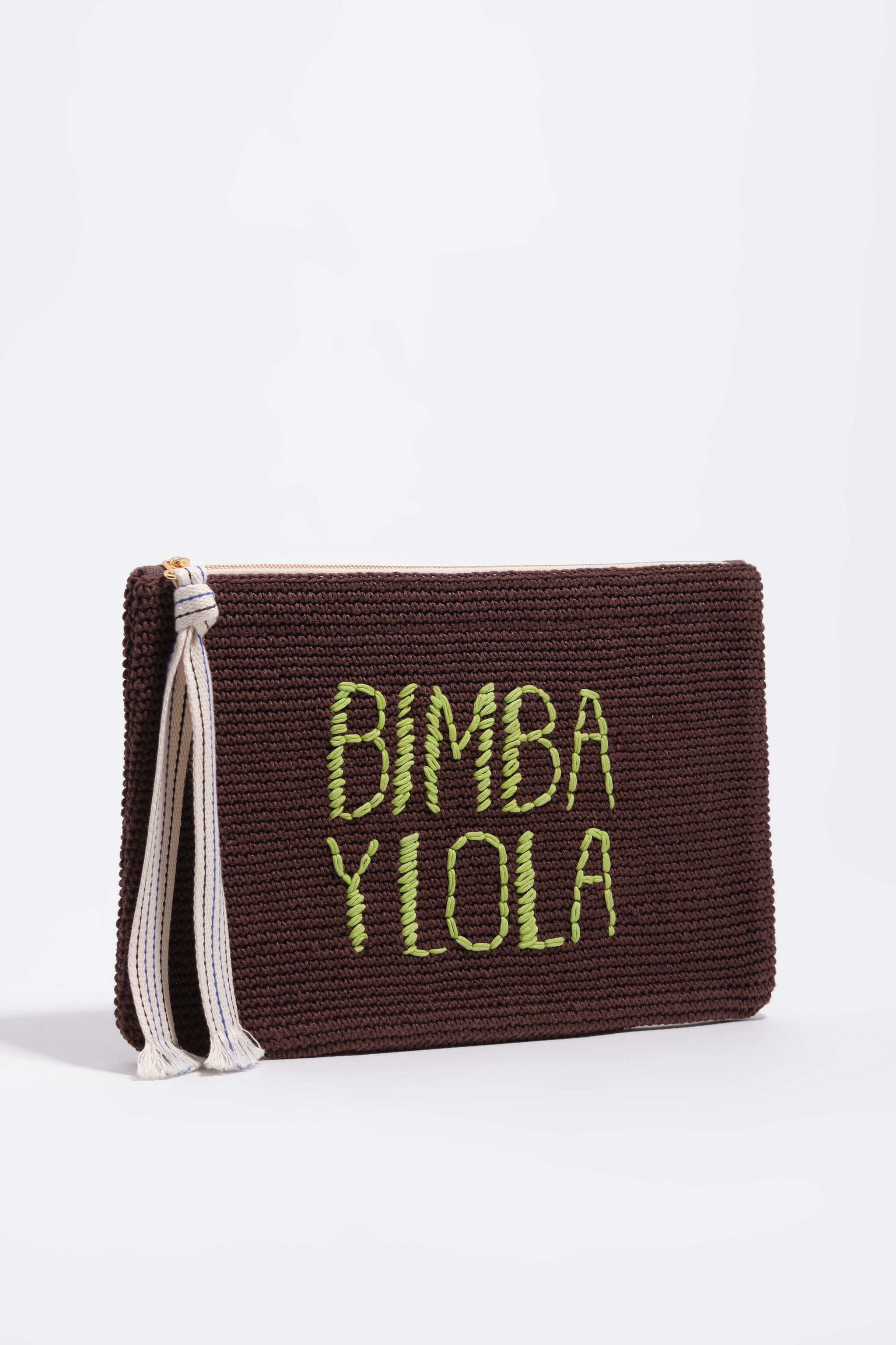 Große, verflochtene Schokoladen-Cotton-Handtasche