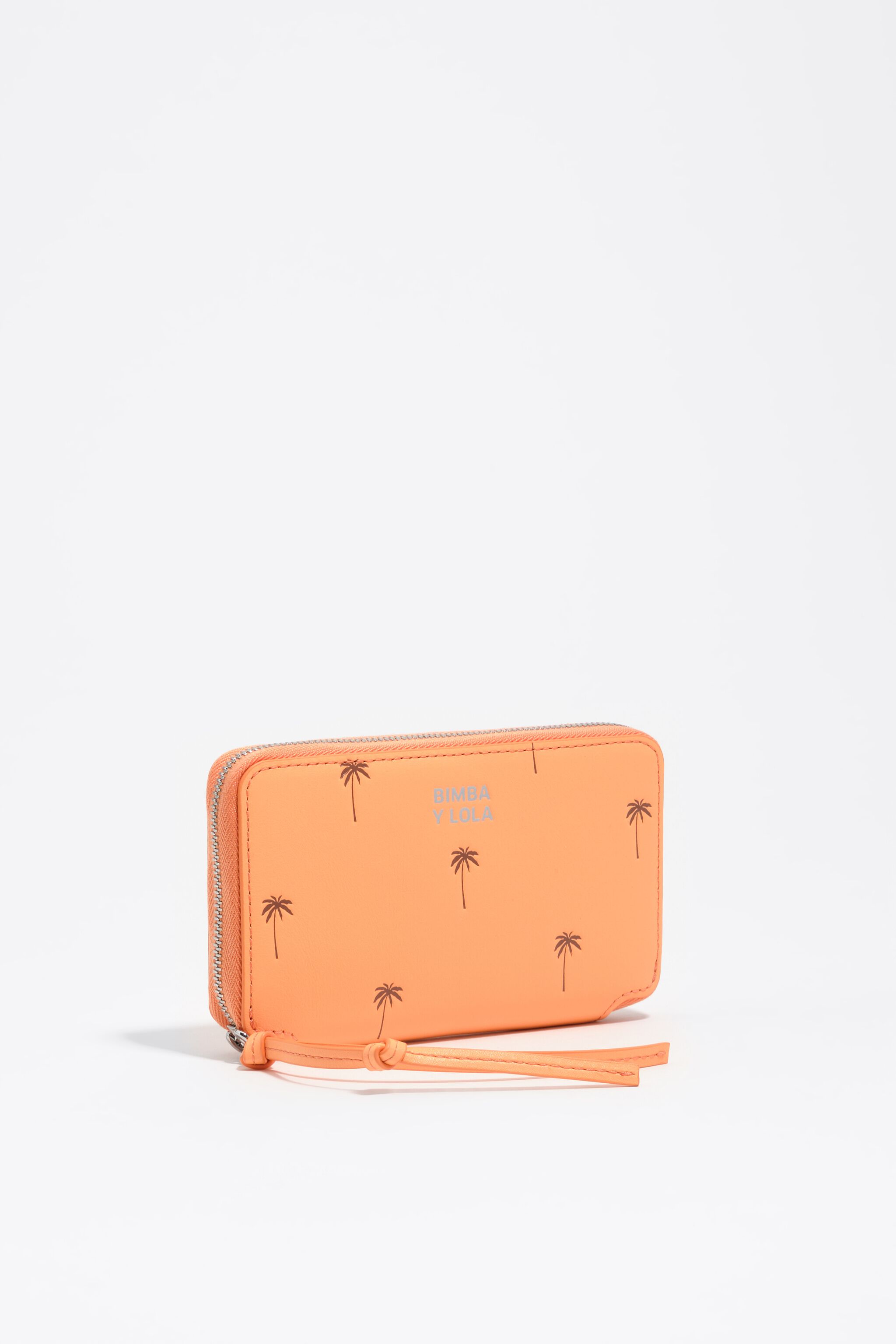 Medium orangefarbenes Sorbet-Leder-Handyportemonnaie in Horizontal-Optik von Palms