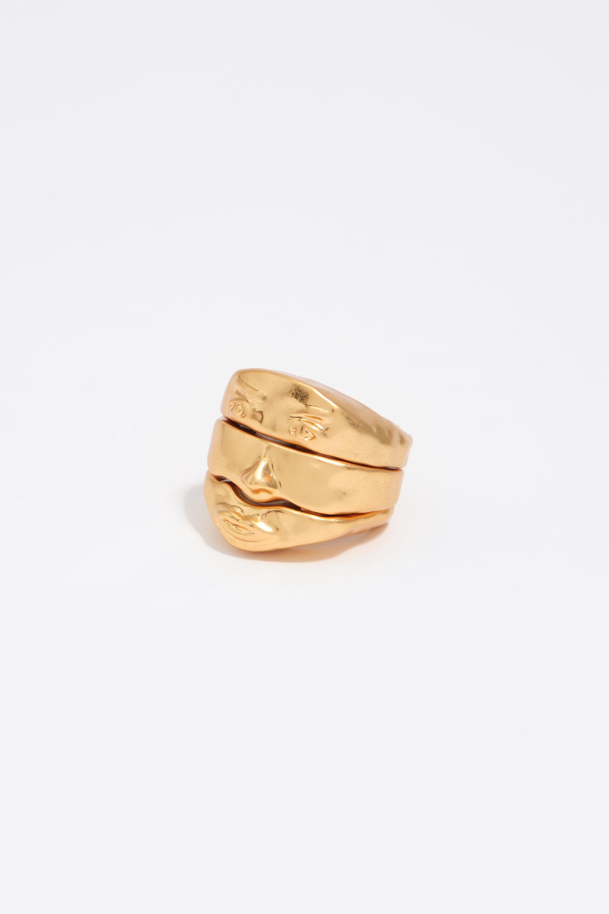 Set aus 3 Gesichtsringen in mattgold