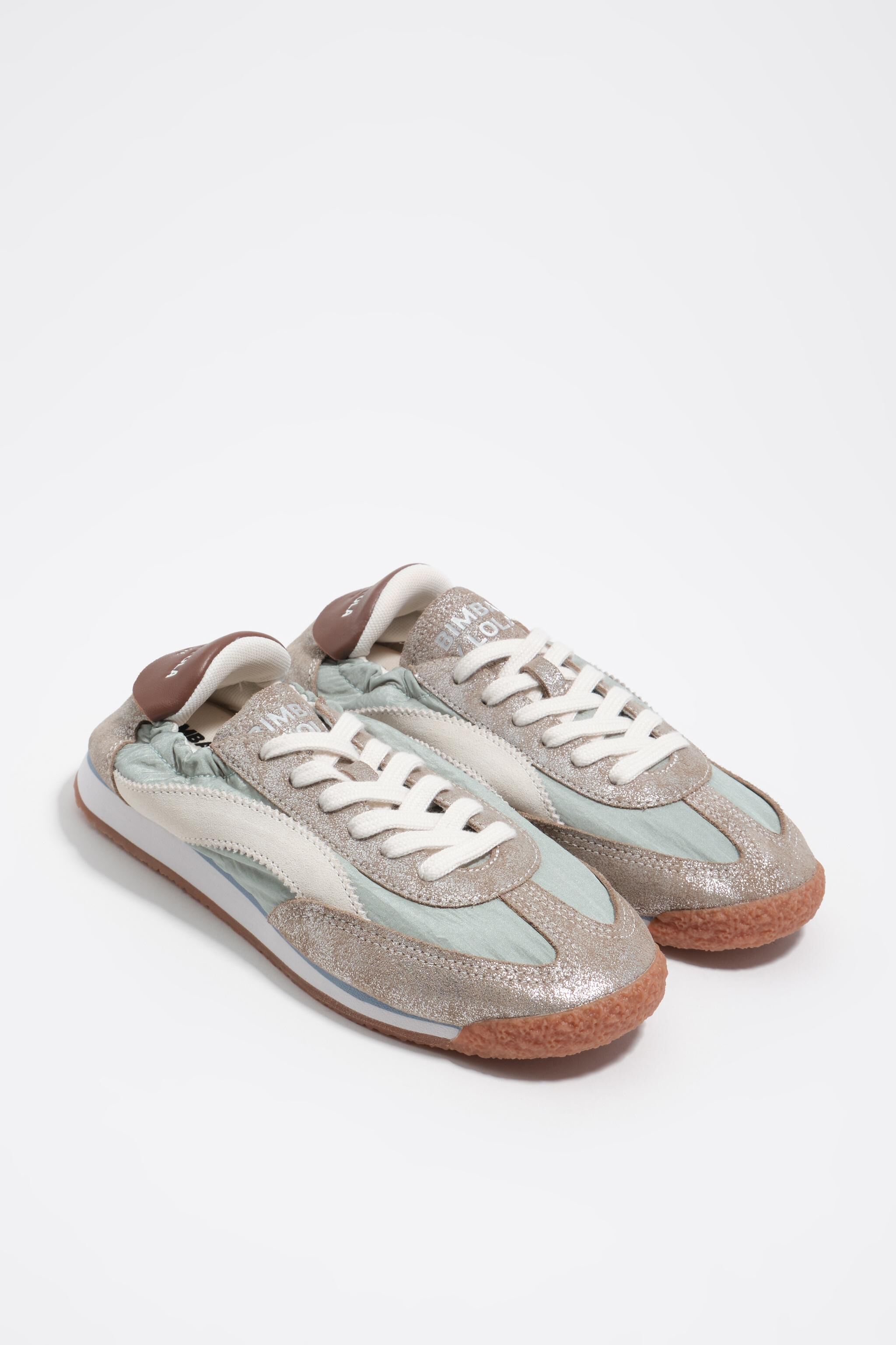 Metallic-Suede- und Grün-Nylon-Sneaker 13 06