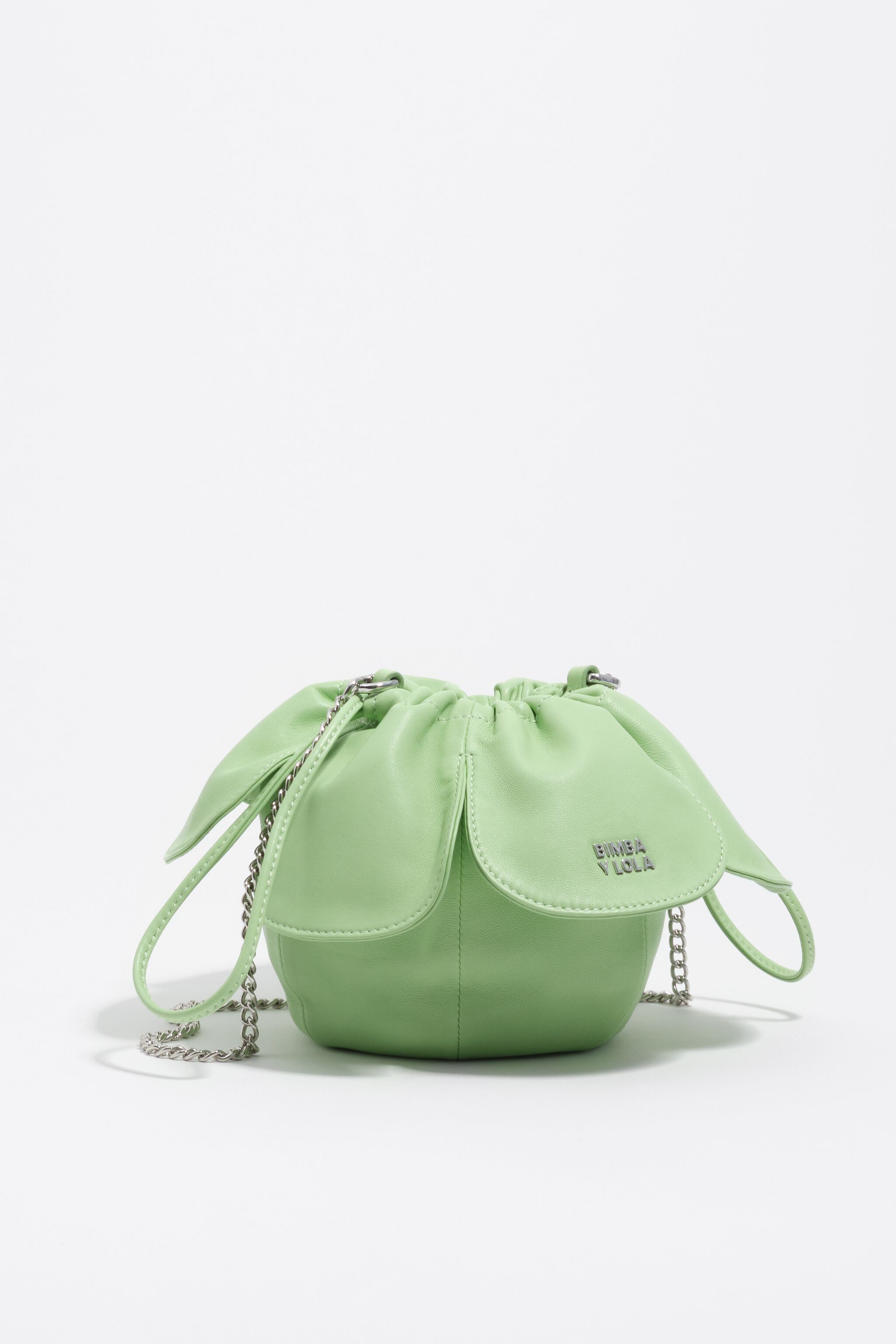 Pastellgrüne Leder-Handtasche Pétalo