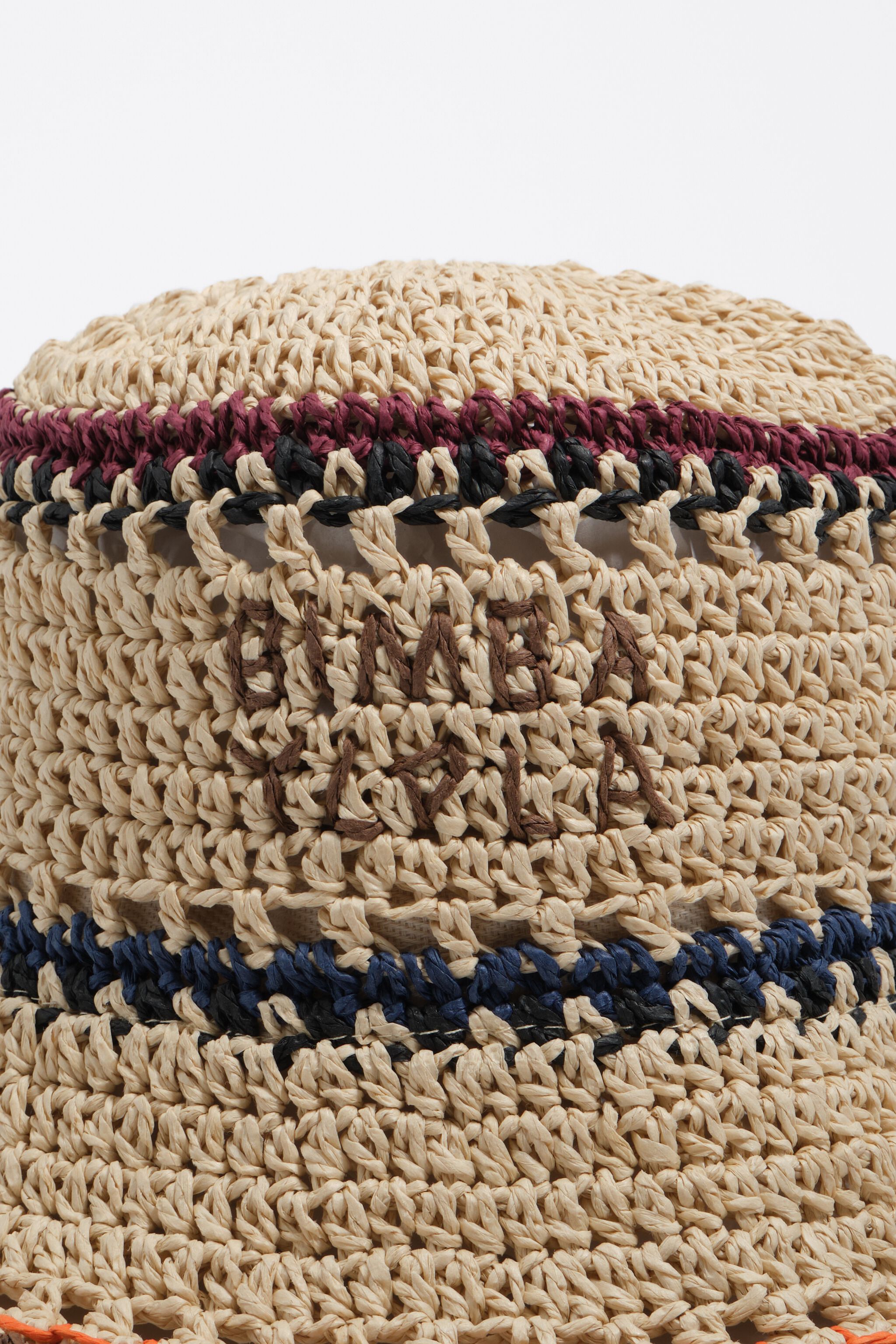 Natürlicher und mehrfarbiger Streifenpapier-Raffia-Hut