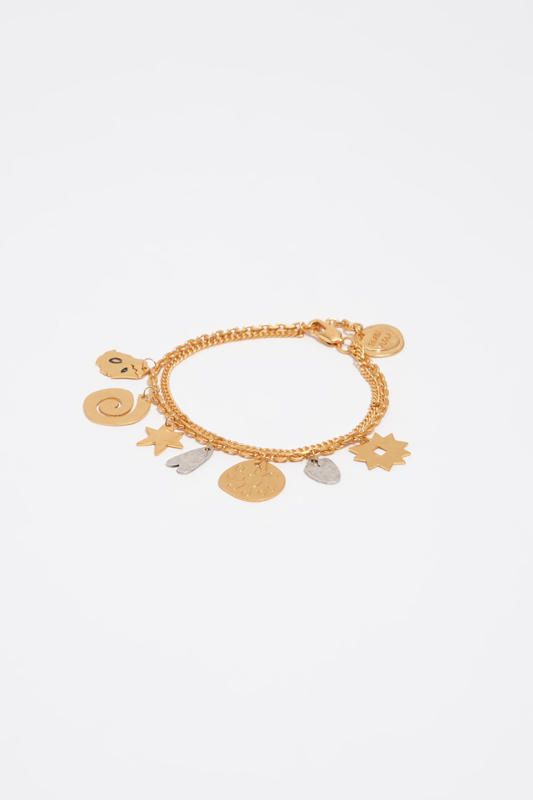 Doppelt Kette zwei Ton Metall Silhouette Armband