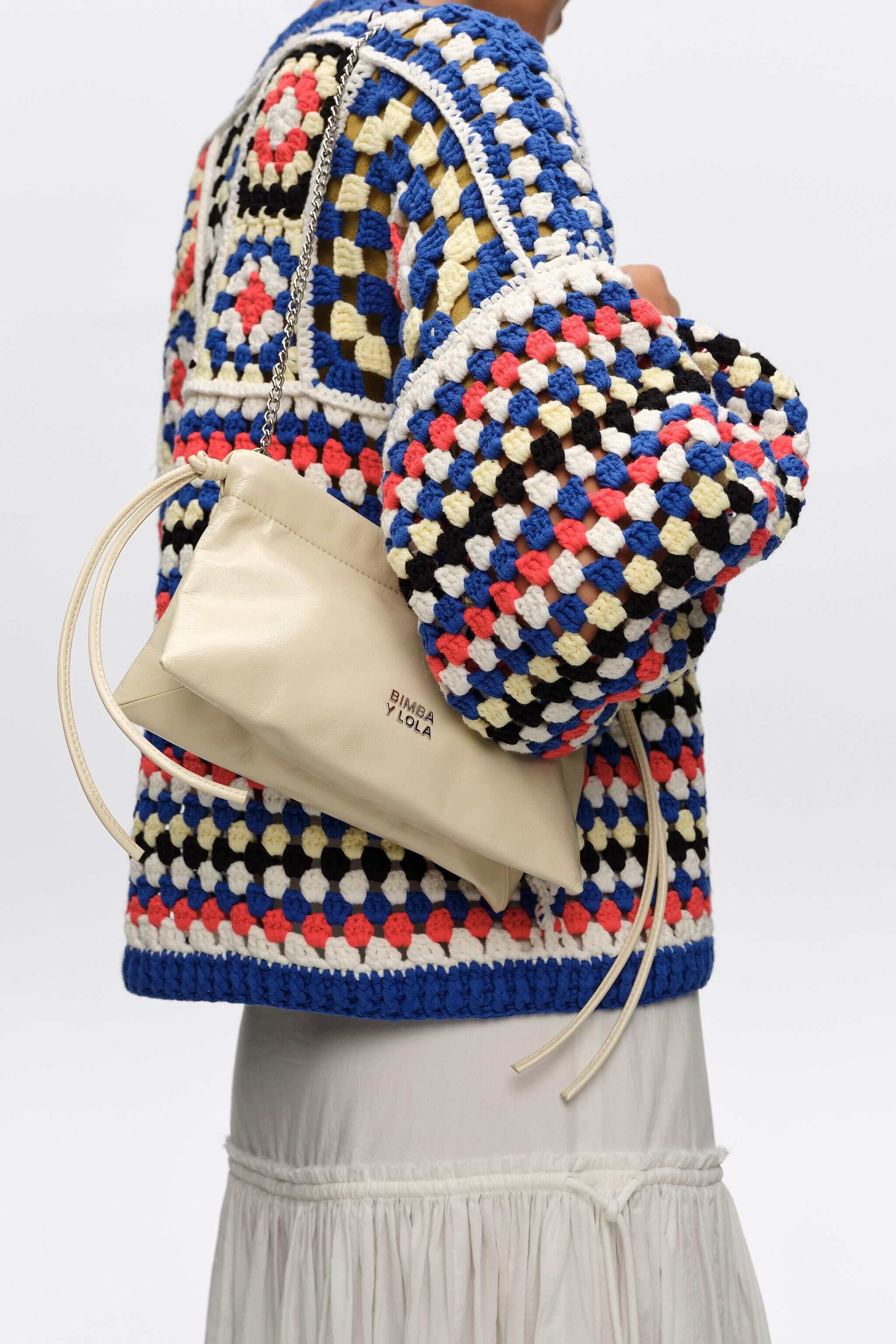 Mini-Handtasche aus Elfenbein-Leder